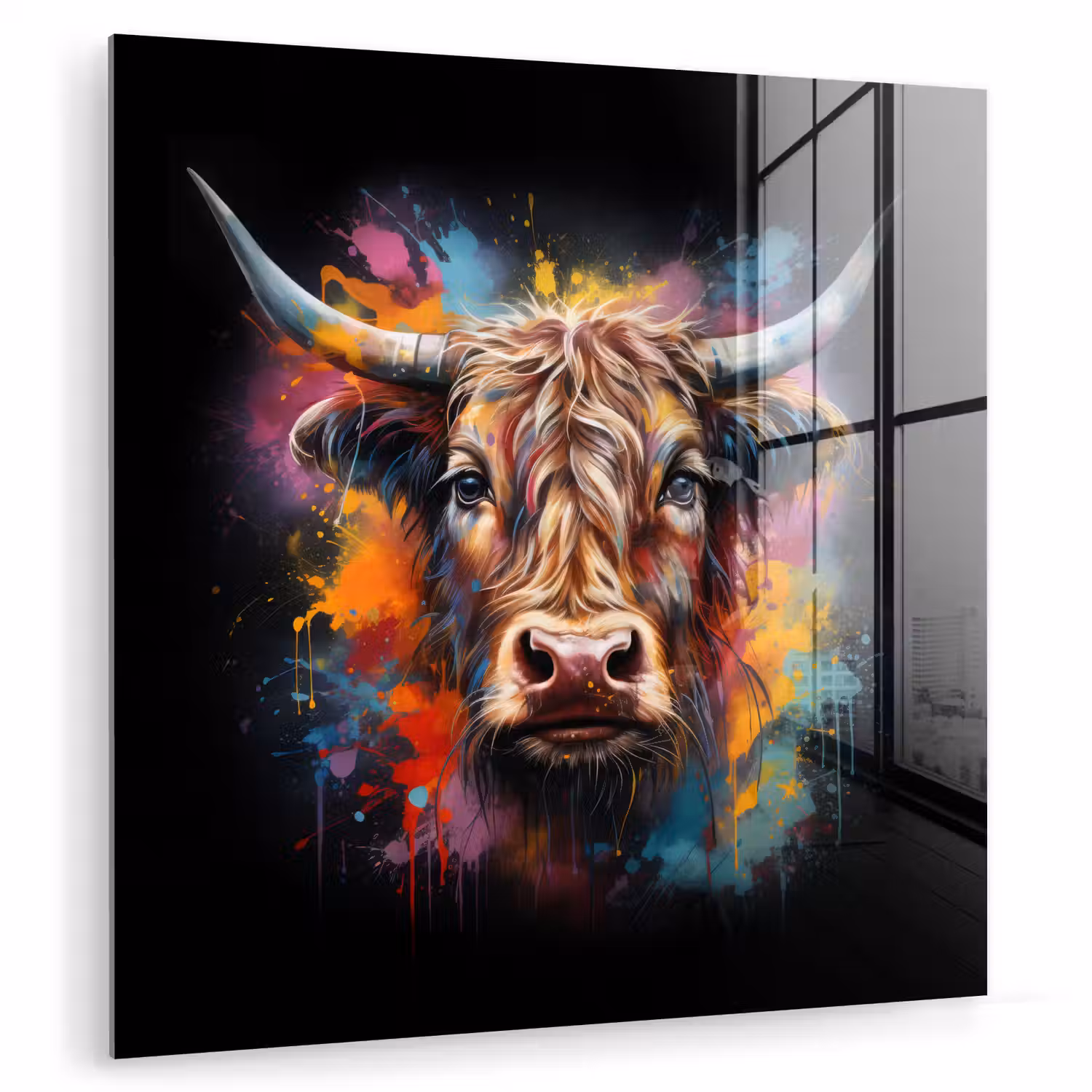 Graffiti - Schotse hooglander - Zwart - Koe plexiglas 5mm klein -zzzproduct_nieuw
