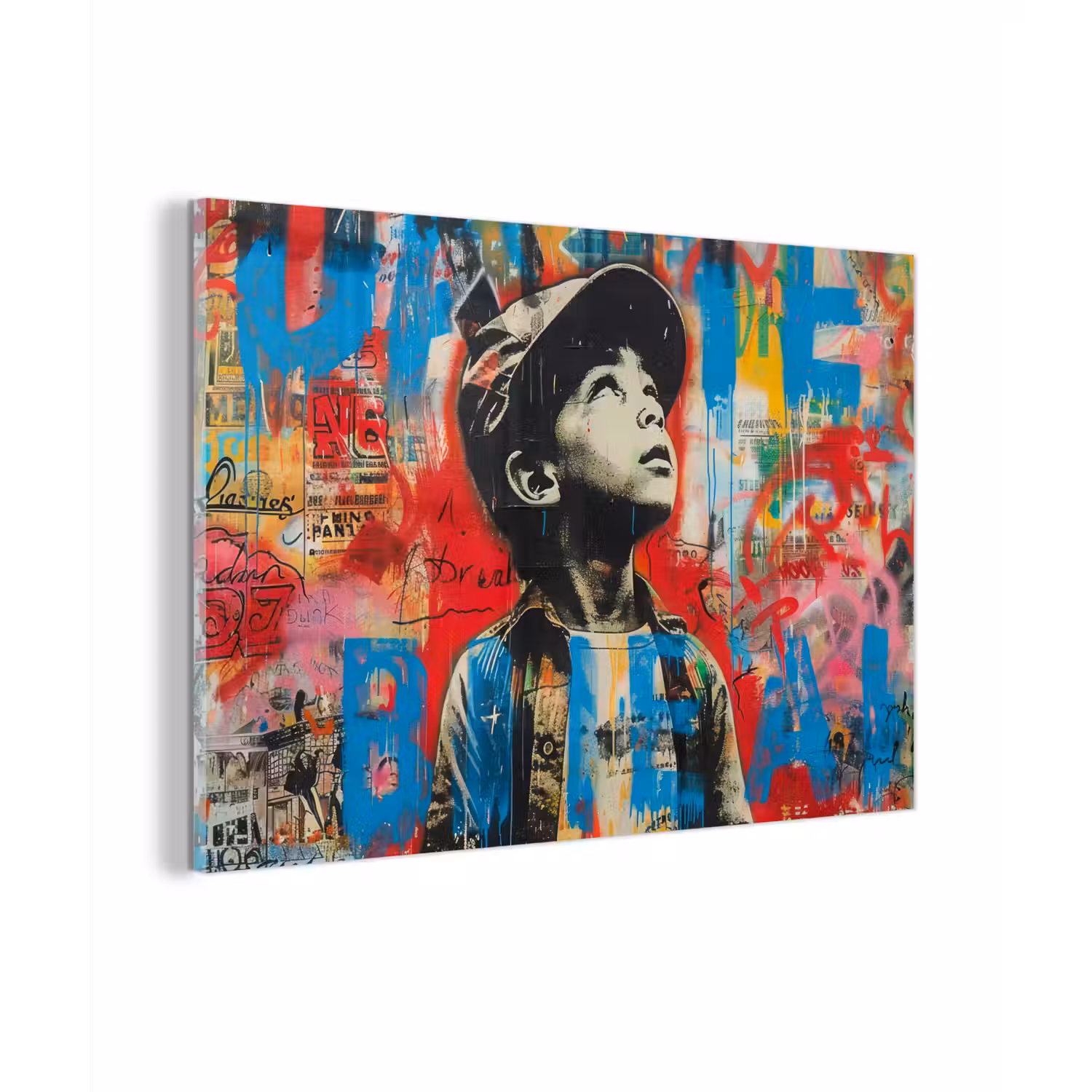 Graffiti - Vintage - Jongen - Street art - Neon - Banksy plexiglas 5mm klein -zzzproduct_nieuw