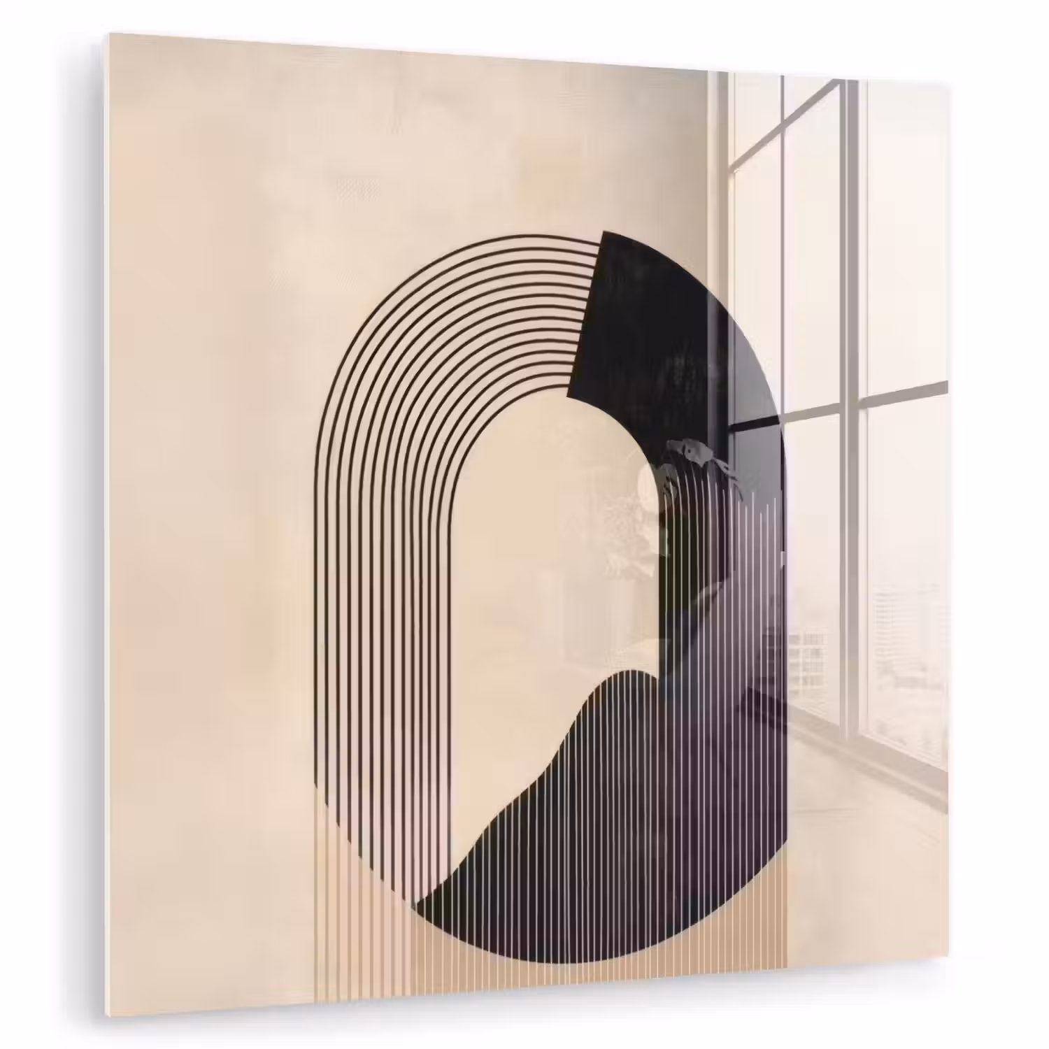 Grafisch gebogen motief - Beige plexiglas 5mm klein -zzzproduct_nieuw