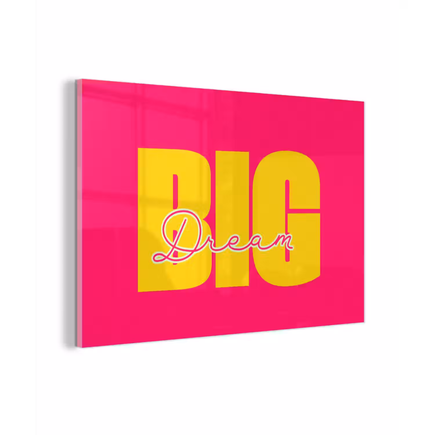 Dream big - Roze - Geel - Minimalistisch plexiglas 5mm klein -zzzproduct_nieuw