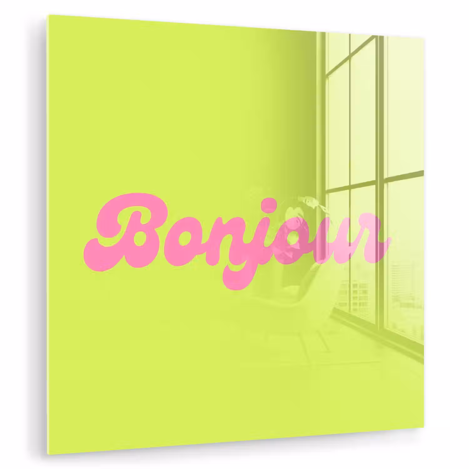 Groen - Roze bonjour - Retro plexiglas 5mm klein -zzzproduct_nieuw