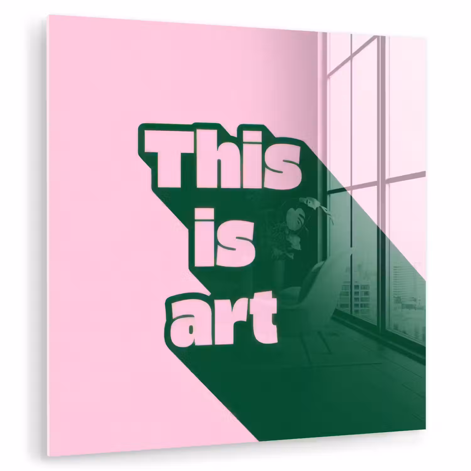 Groen - Teskt - This is art - Roze plexiglas 5mm klein -zzzproduct_nieuw