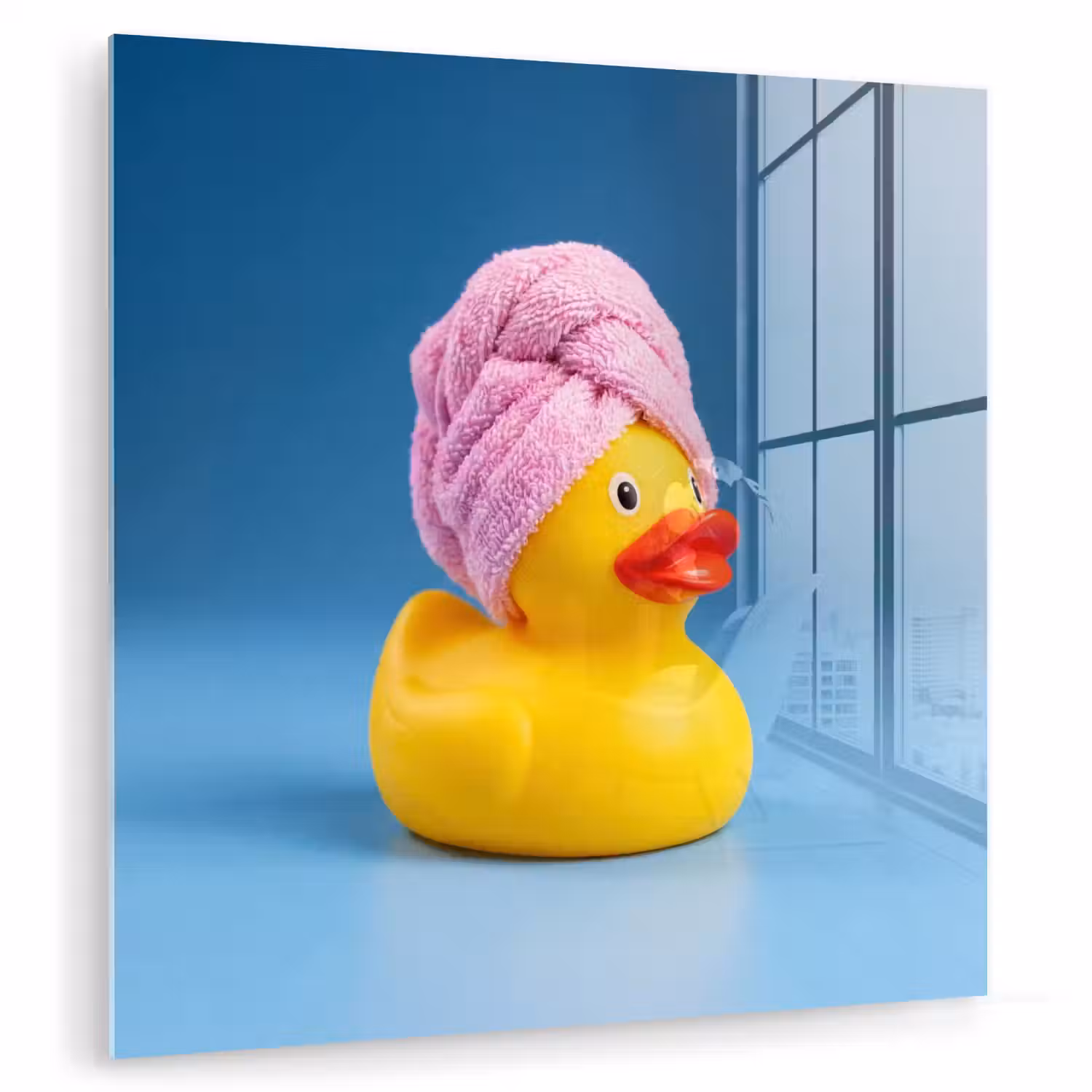 Badeend - Handdoek - Blauw plexiglas 5mm klein -zzzproduct_nieuw