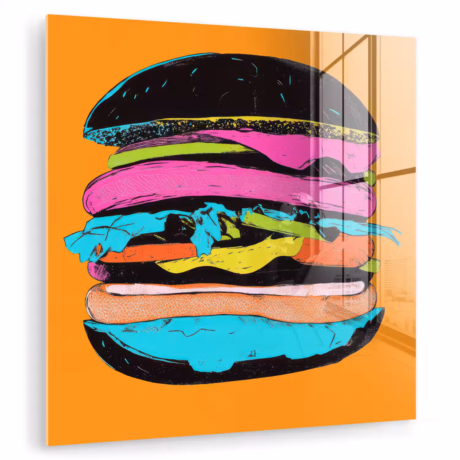 Hamburger - Kleurrijk - Speels plexiglas 5mm klein -zzzproduct_nieuw