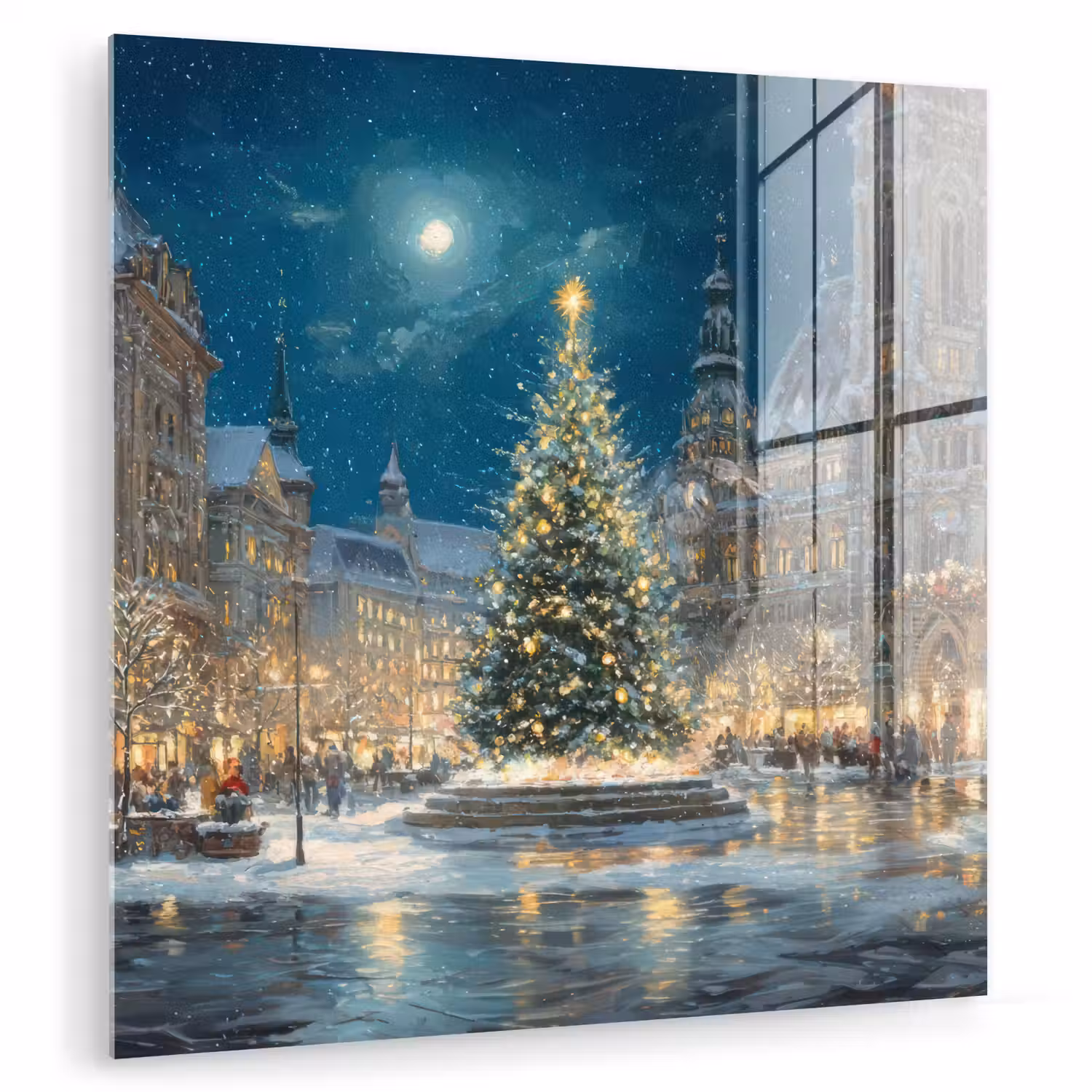 Kerstnacht - Stadsplein - Meerkleurig plexiglas 5mm klein -zzzproduct_nieuw