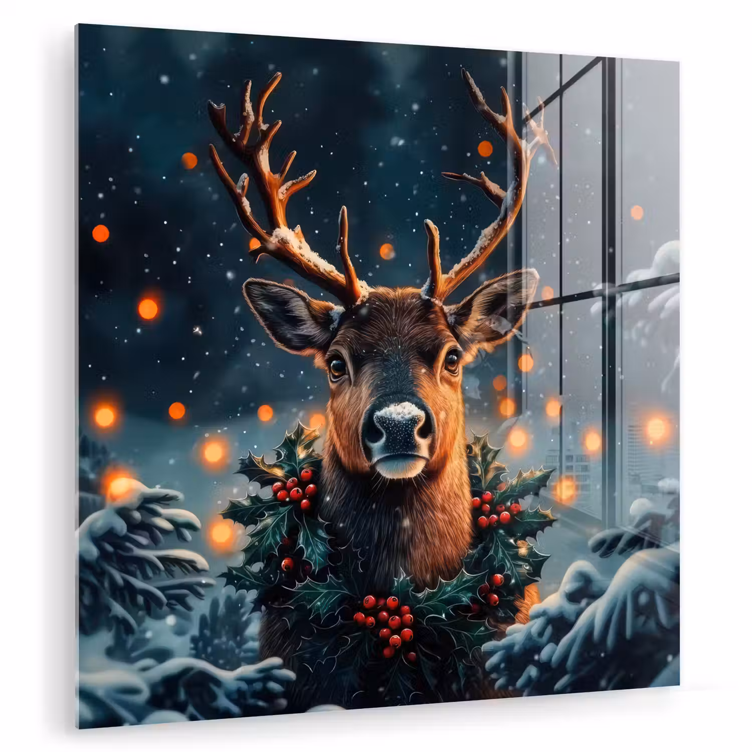 Hert - Kerst - Winter - Sneeuw - Kerstkrans plexiglas 5mm klein -zzzproduct_nieuw