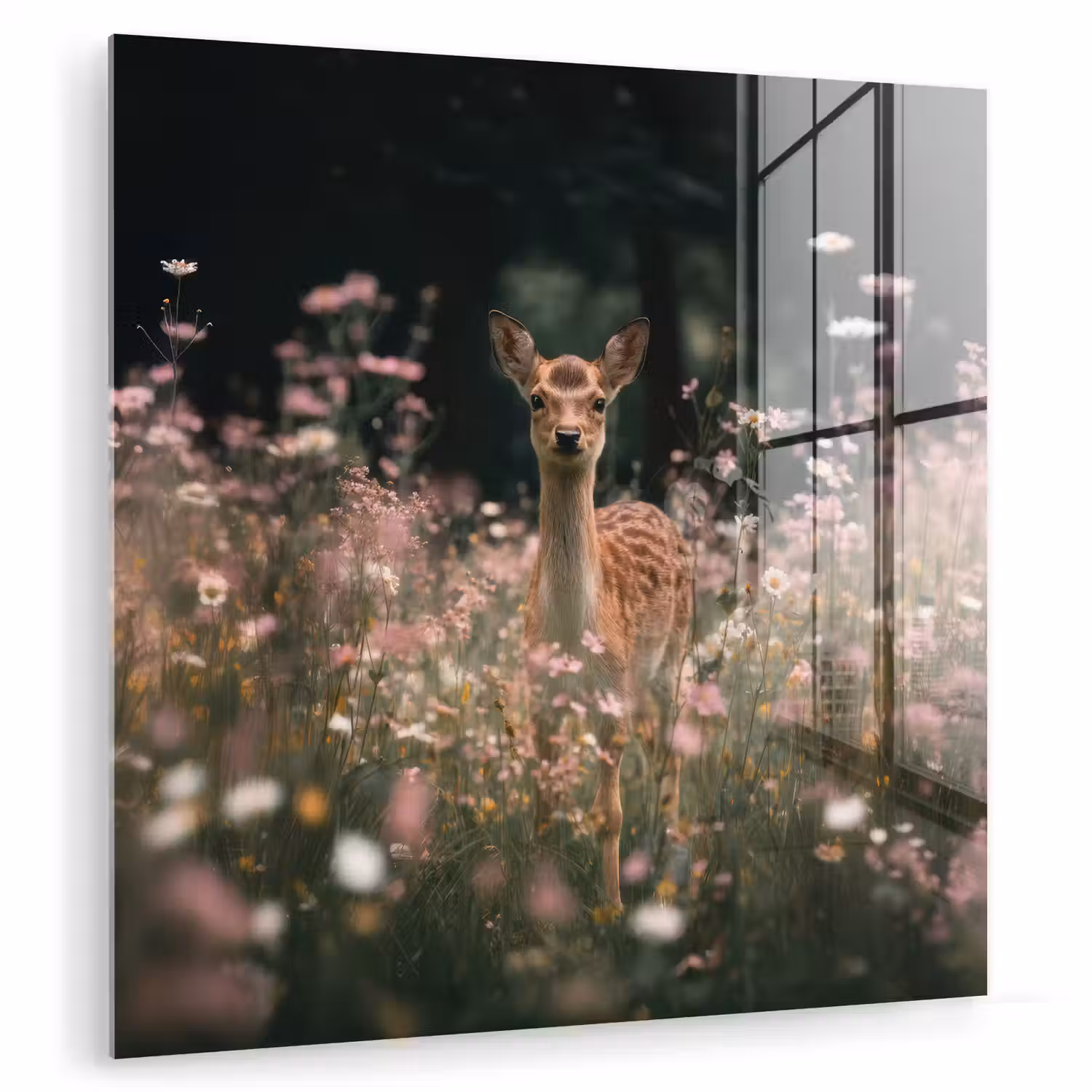 Hert - Wilde bloemen - Bos plexiglas 5mm klein -zzzproduct_nieuw