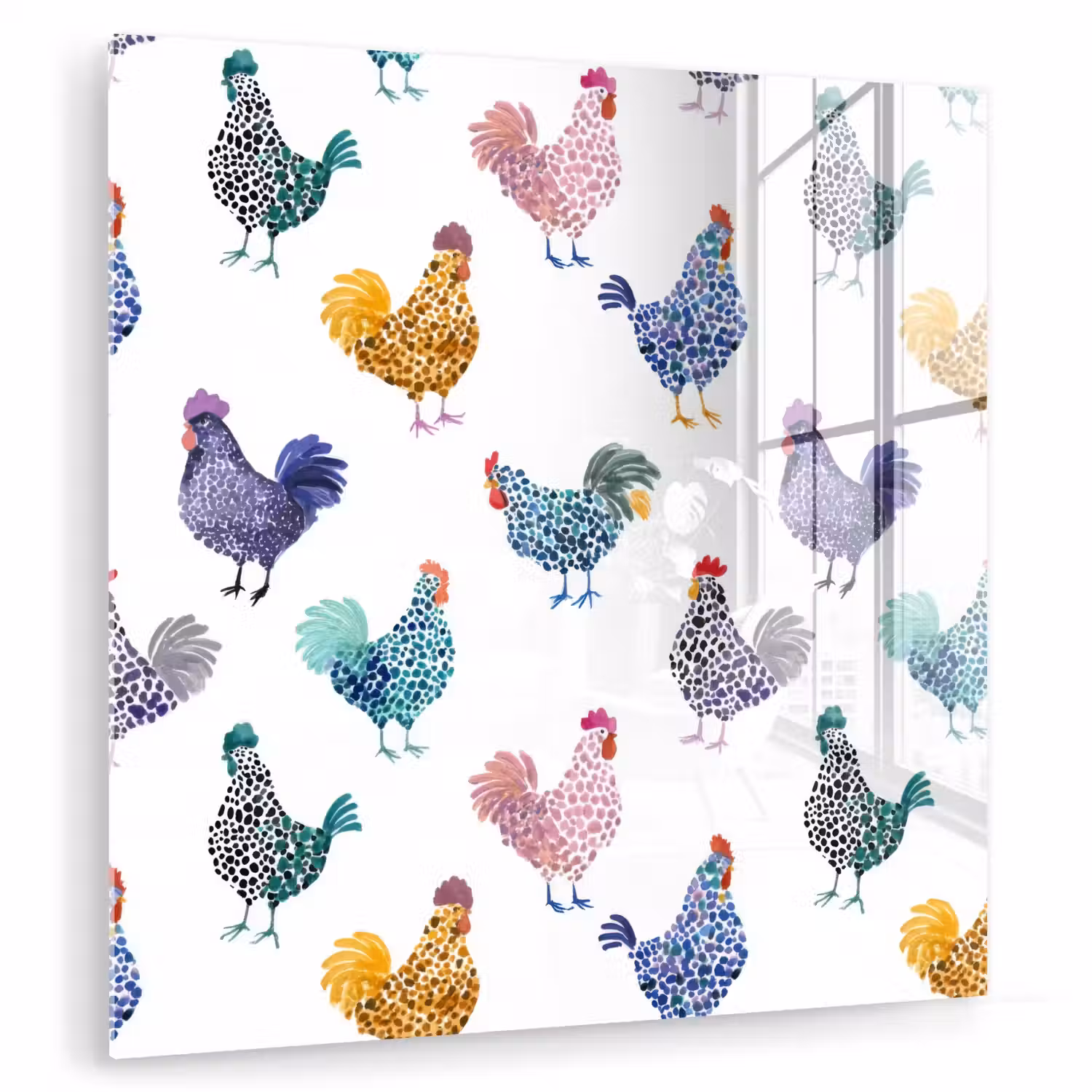 Kippen -Aquarel - Kleurrijk plexiglas 5mm klein 11 -zzzproduct_nieuw