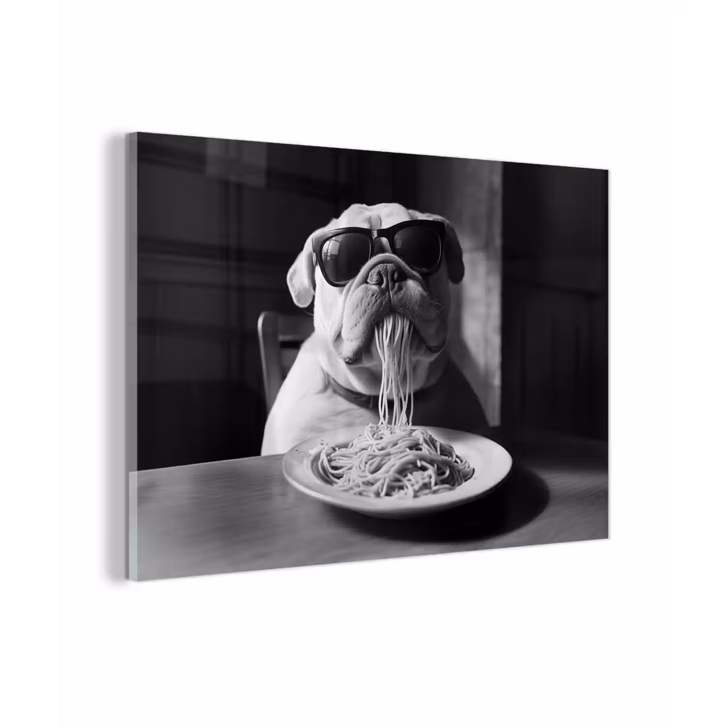 Hond - Bulldog - Pasta - Bril - Stoer - Dieren plexiglas 5mm klein -zzzproduct_nieuw