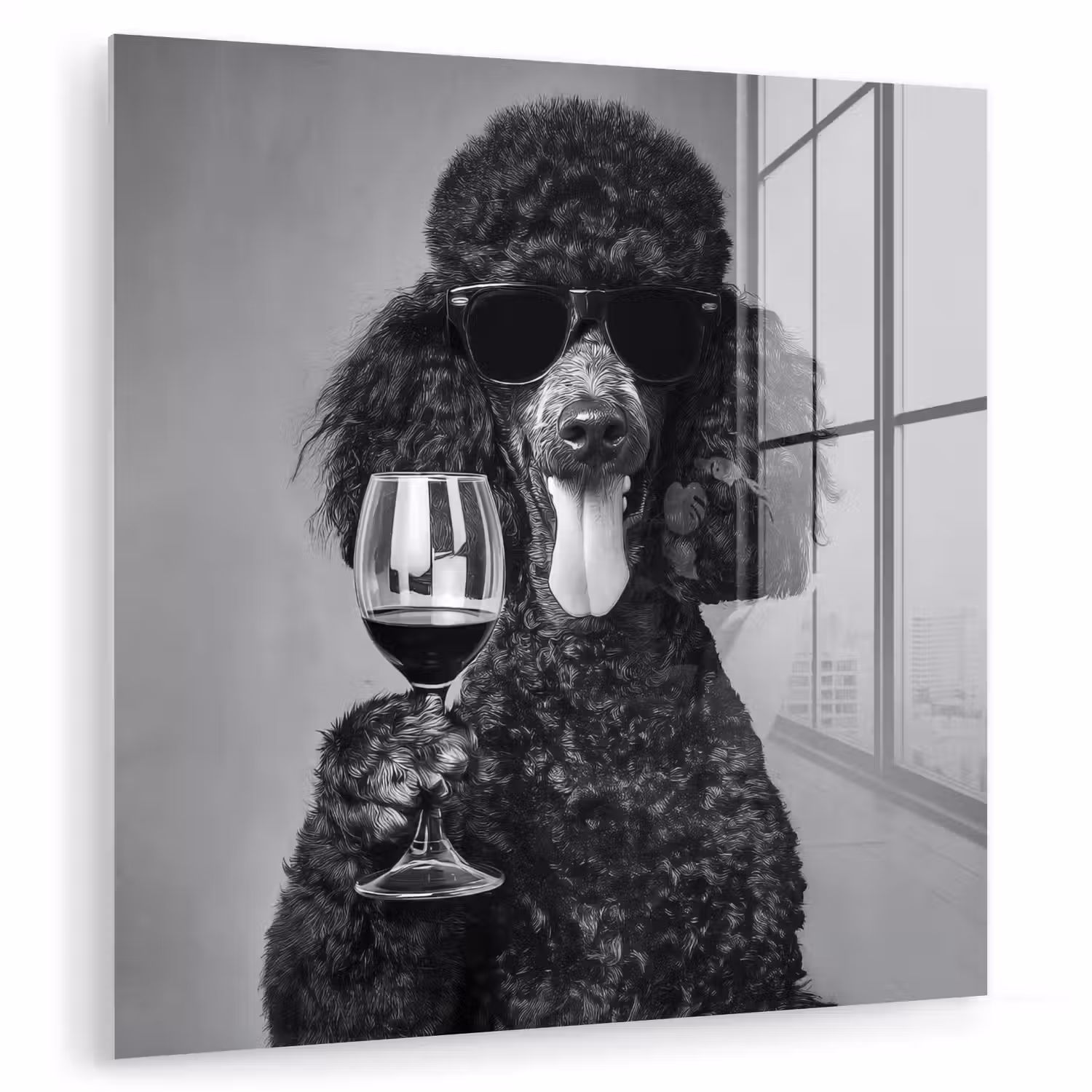 Hond - Krullen - Zonnebril - Wijn plexiglas 5mm klein -zzzproduct_nieuw