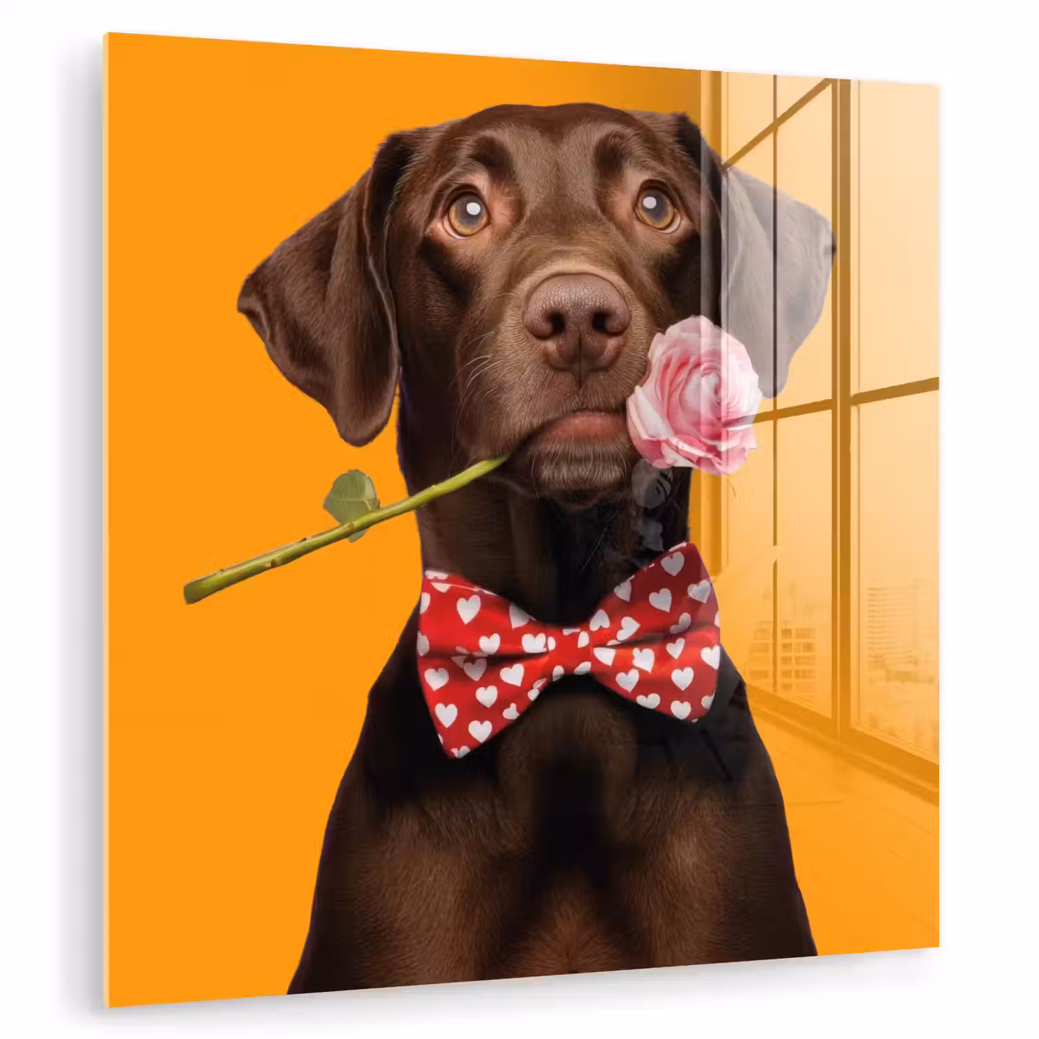 Hond - Oranje - Roos - Valentijn plexiglas 5mm klein -zzzproduct_nieuw