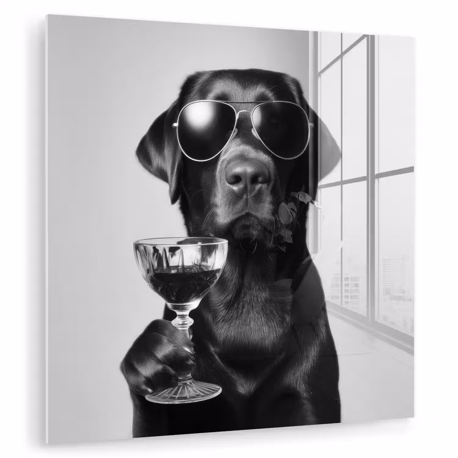 Hond - Zwart - Wijnglas - Zonnebril plexiglas 5mm klein -zzzproduct_nieuw