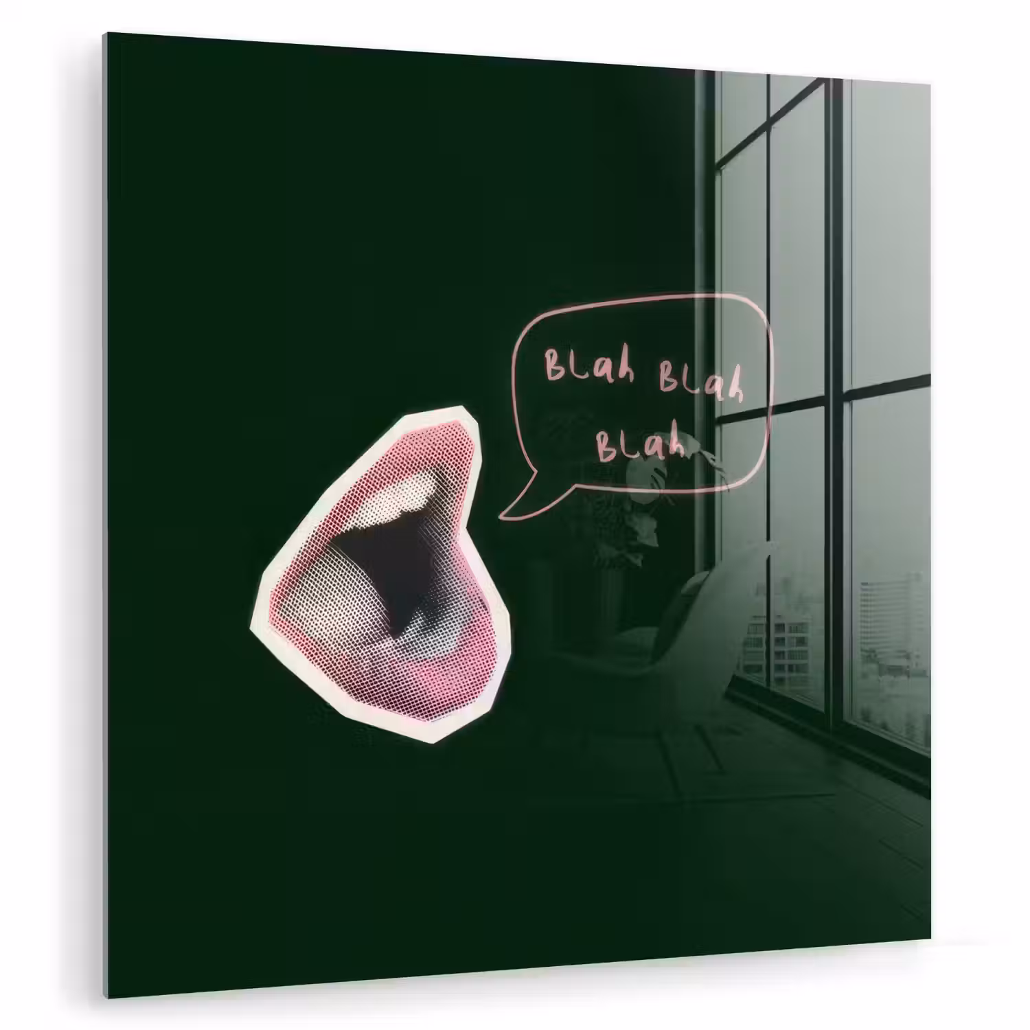 Illustratie - Mond - Donkergroen - Tekstwolkje plexiglas 5mm klein -zzzproduct_nieuw