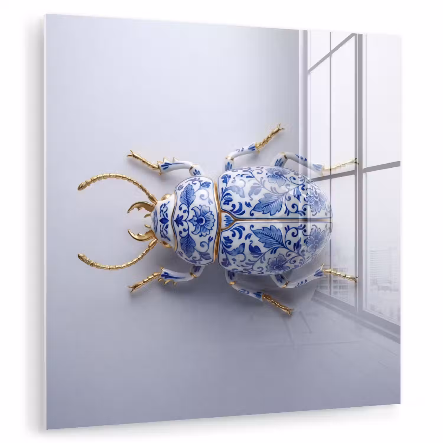 Kever - Delfts - Blauw - Goud plexiglas 5mm klein -zzzproduct_nieuw