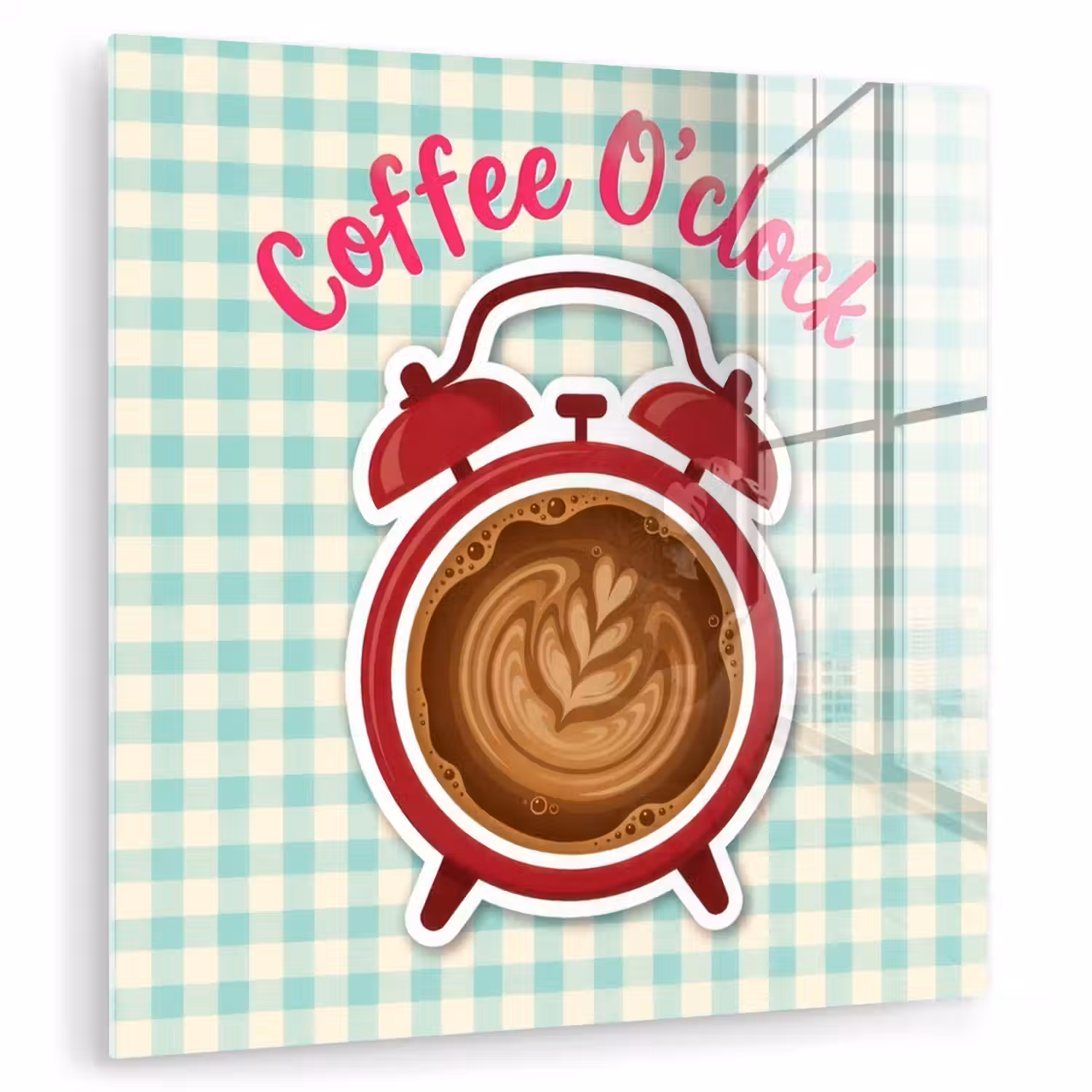 Koffie - Klok - Groen plexiglas 5mm klein -zzzproduct_nieuw