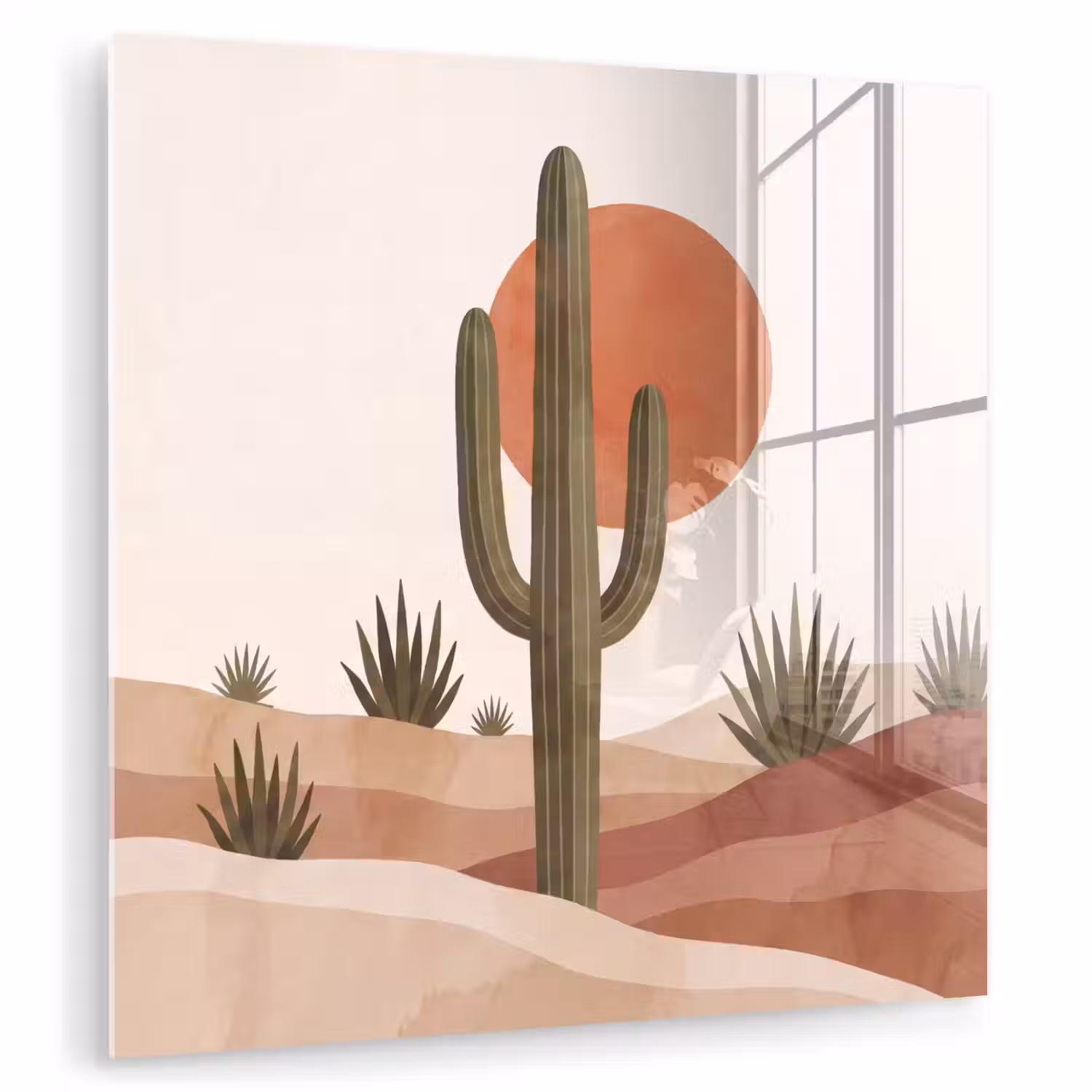 Cactus - Duinen - Modern - Landschap - Groen plexiglas 5mm klein -zzzproduct_nieuw