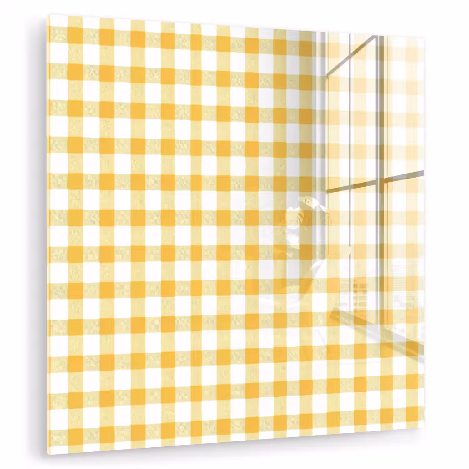 Ruit - Gingham - Klassiek - Geel en Wit plexiglas 5mm klein 11 -zzzproduct_nieuw