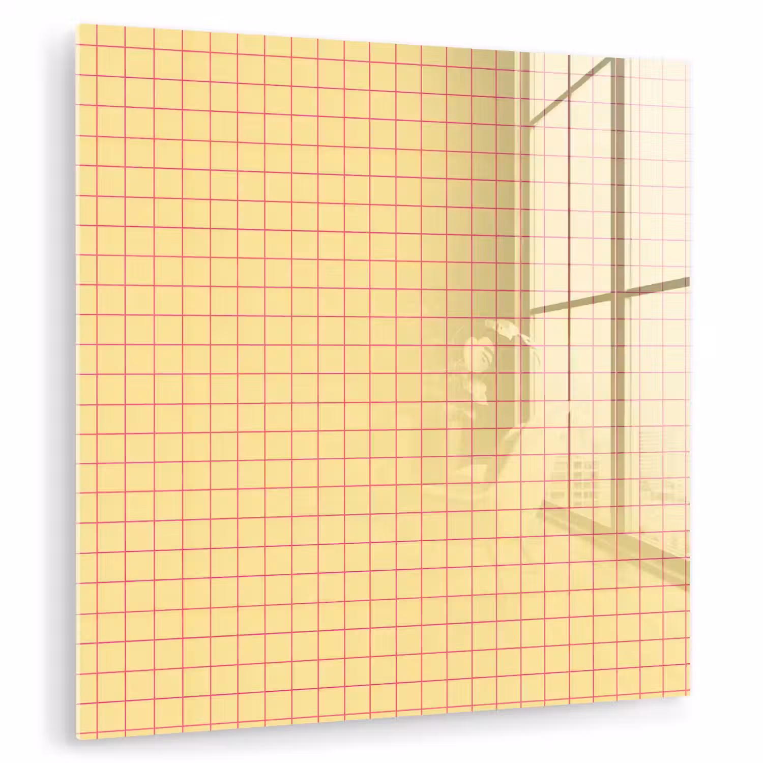 Ruitjes - Grid - Minimalistisch - Geel - Roze plexiglas 5mm klein 11 -zzzproduct_nieuw