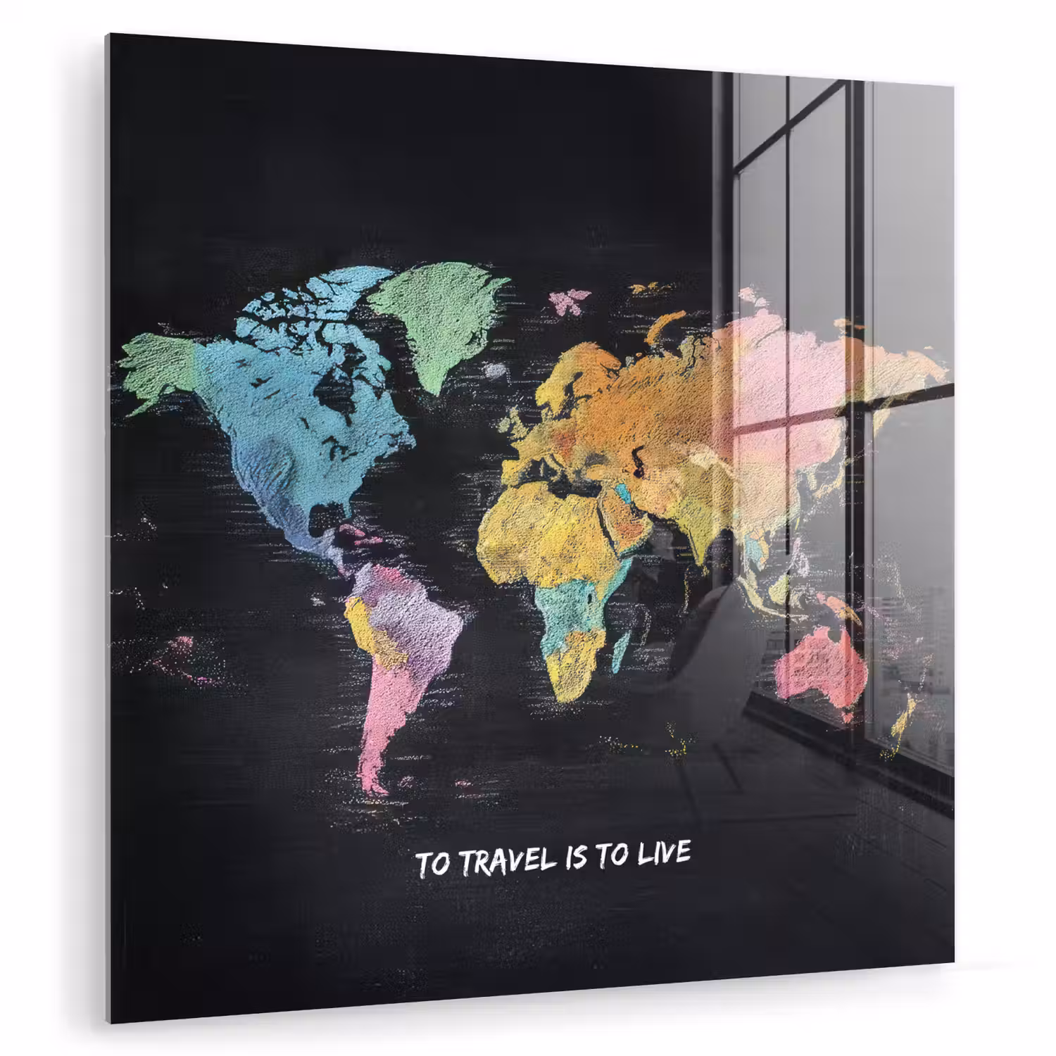 Kaart - Krijt - Regenboog - Quote plexiglas 5mm klein -zzzproduct_nieuw