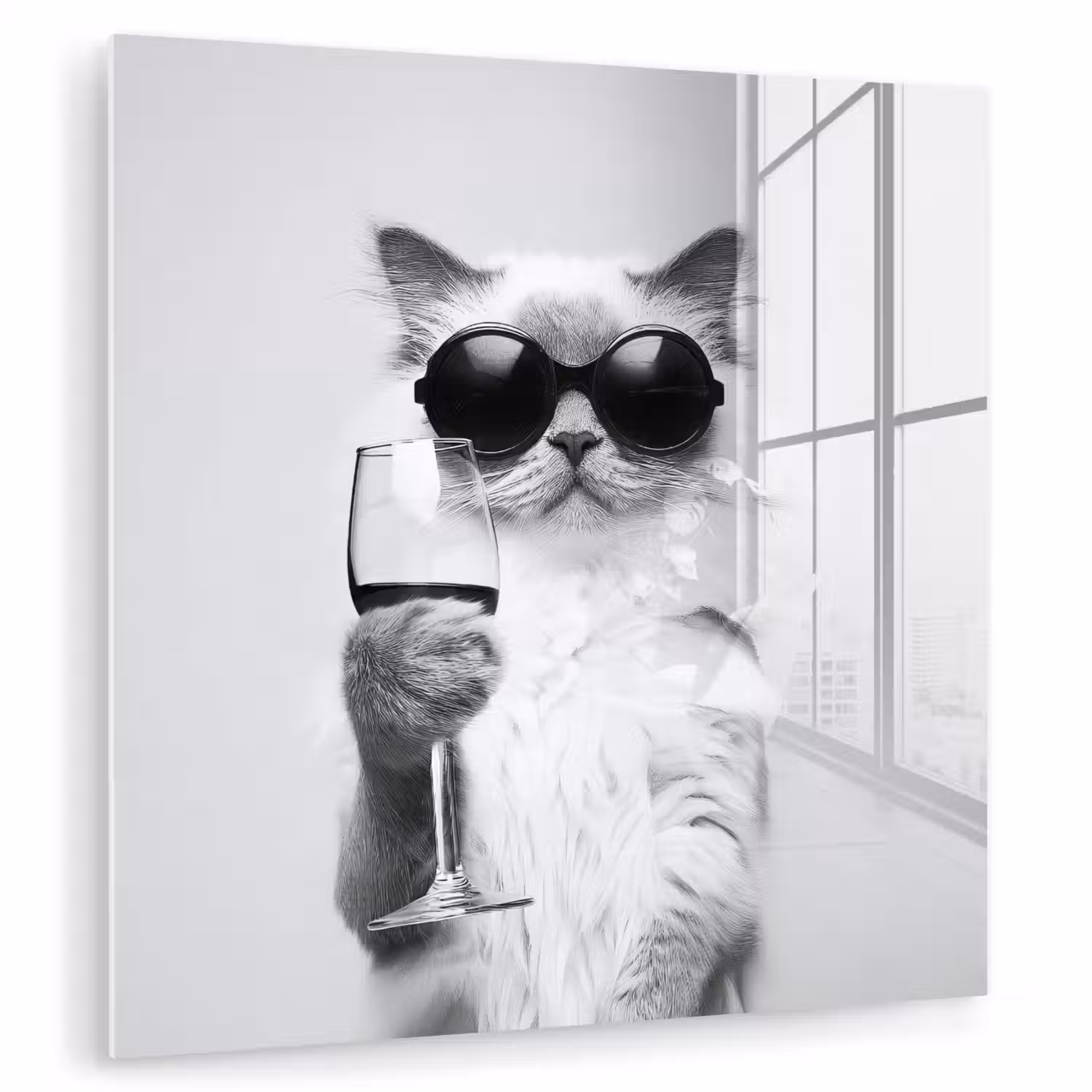 Kat - Zonnebril - Wijnglas - Langharig plexiglas 5mm klein -zzzproduct_nieuw