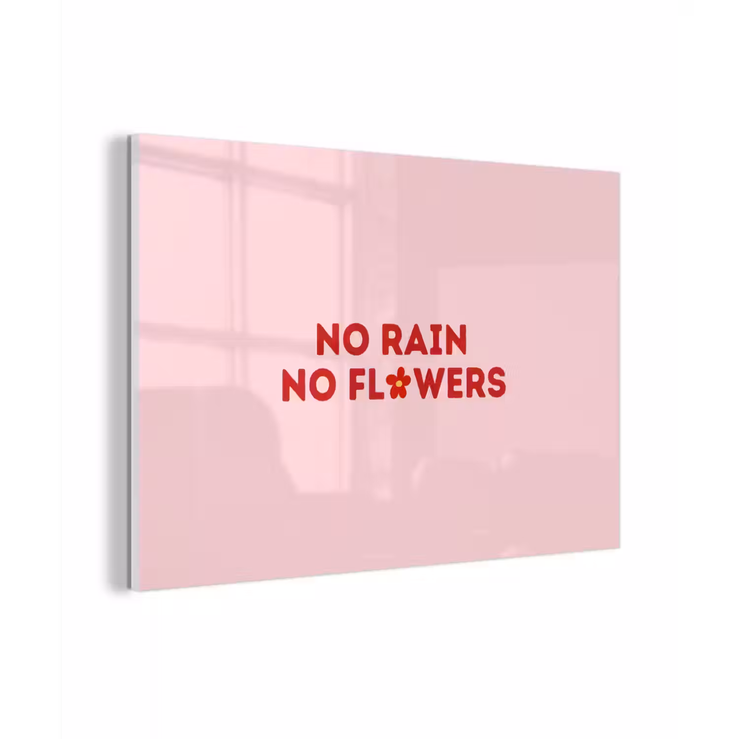 No rain no flowers - Minimalistisch - Roze - Bloem plexiglas 5mm klein -zzzproduct_nieuw