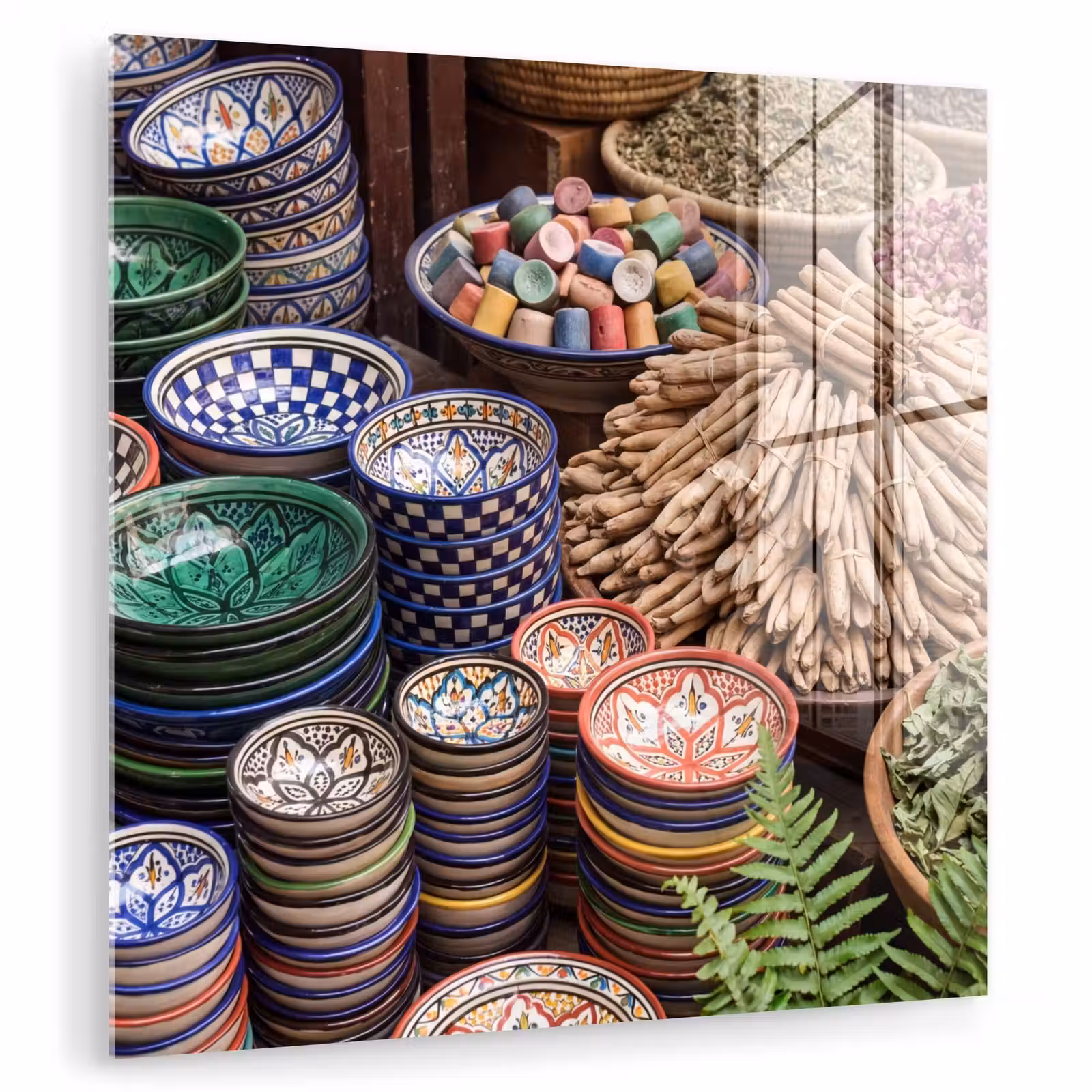 Glasbild - Keramik – Orientalisch – Farbenfroh - Aardewerk - Oosters - Kleurrijk plexiglas 5mm klein