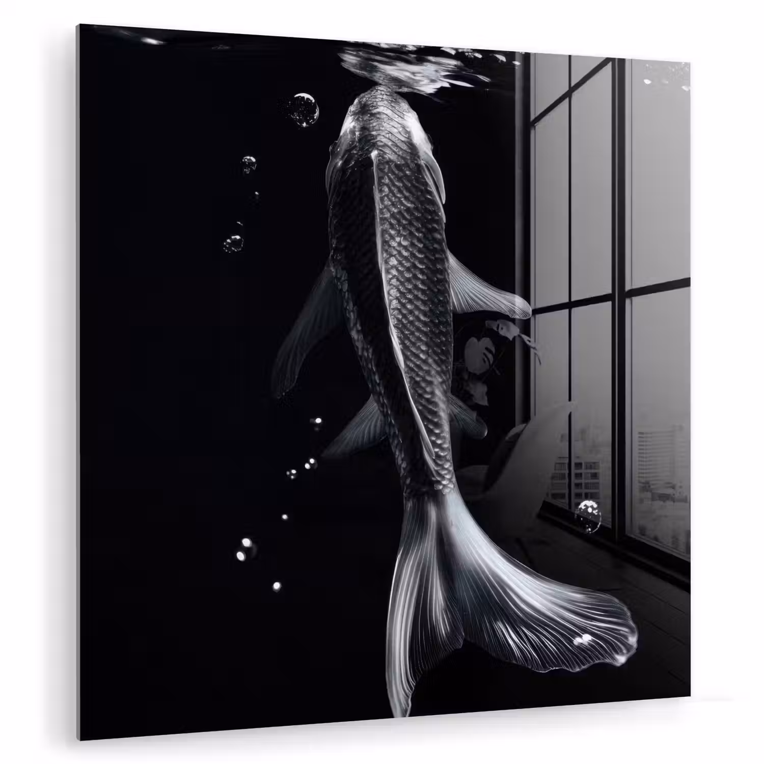 Koi - Vissen - Water - Zwart plexiglas 5mm klein -zzzproduct_nieuw