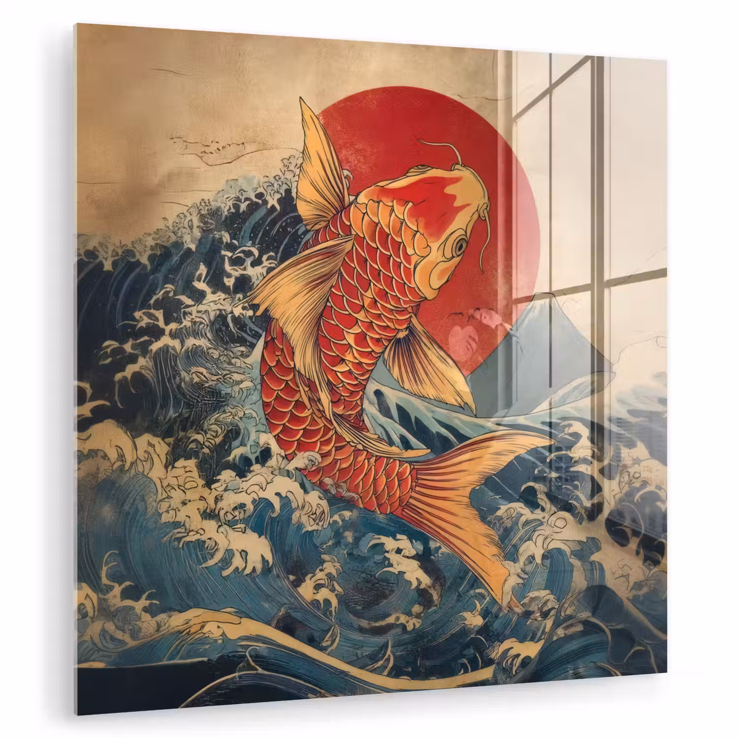 Koi - Zee - Golven - Zon plexiglas 5mm klein -zzzproduct_nieuw
