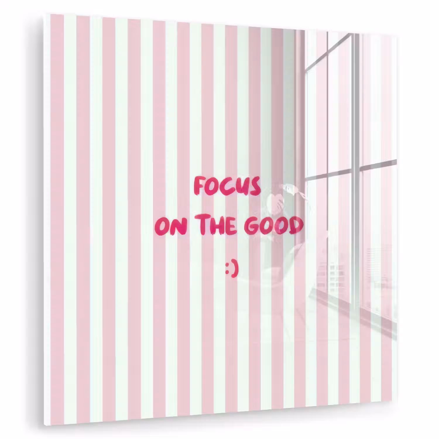 Focus on the good - Strepen - Roze - Smiley plexiglas 5mm klein -zzzproduct_nieuw