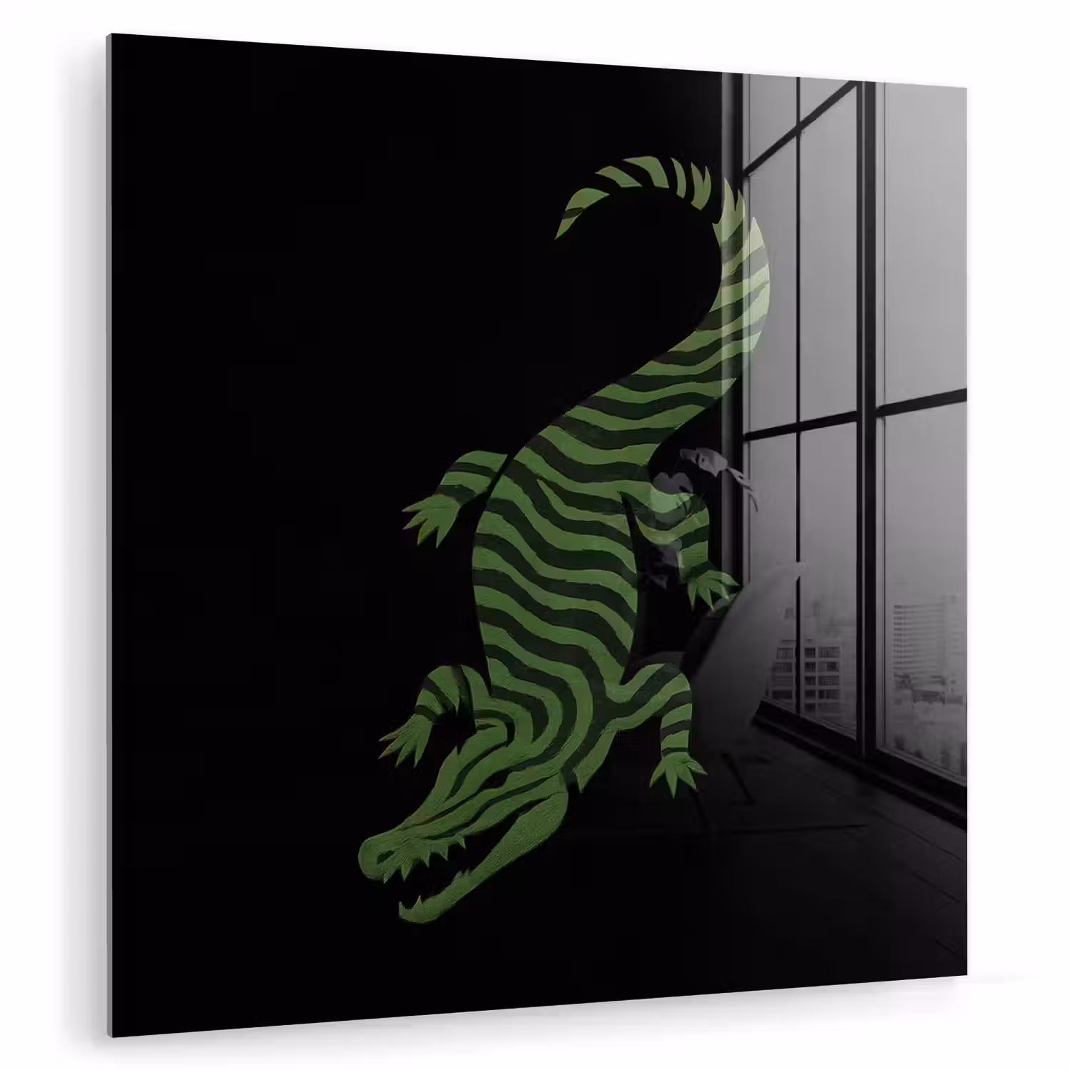 Krokodil - Groen - Tijgerachtig - Strepen plexiglas 5mm klein -zzzproduct_nieuw