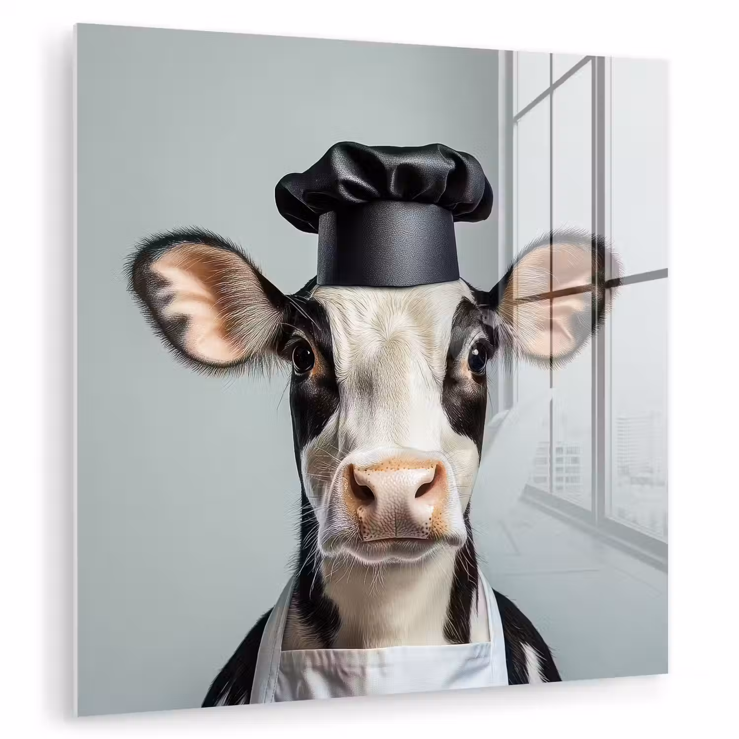 Koe - Zwart - Wit - Kok plexiglas 5mm klein -zzzproduct_nieuw