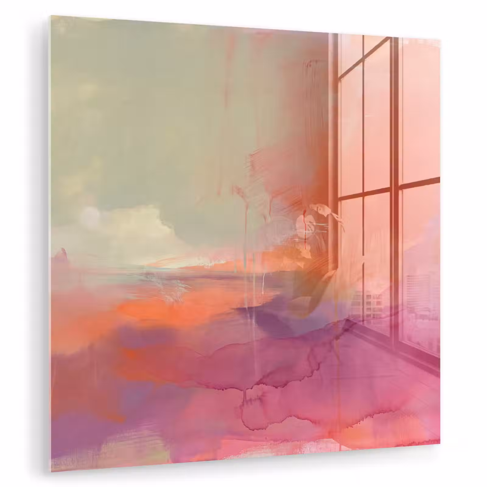 Glasbild - Kunst – Fließend – Übergänge – Orange - Kunst - Vloeiend - Overgangen - Oranje plexiglas 5mm klein