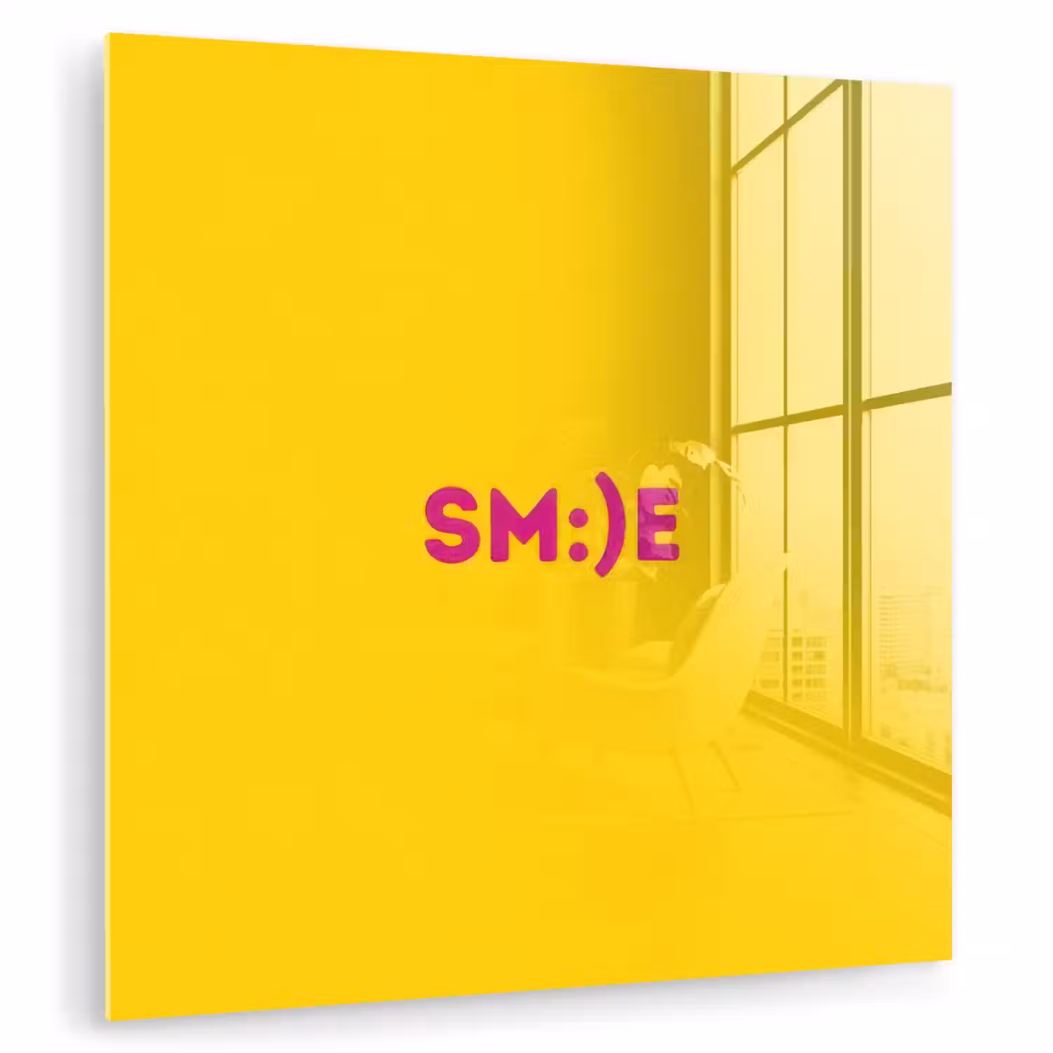 Smile - Roze - Geel plexiglas 5mm klein -zzzproduct_nieuw
