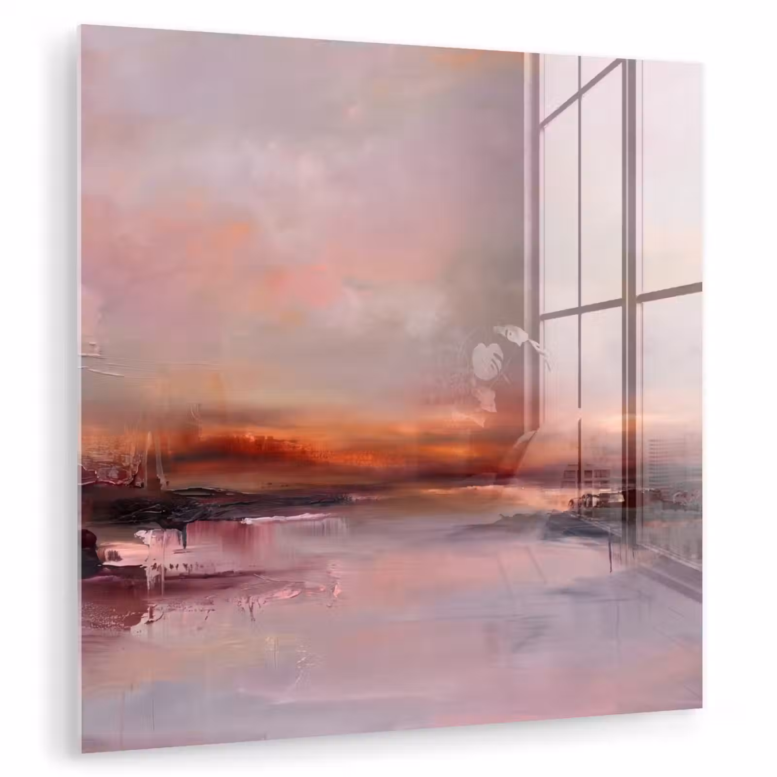 Glasbild - Landschaft – Sonnenuntergang – Abstrakt – Modern – Rosa - Landschap - Zonsondergang - Abstract - Modern - Roze plexiglas 5mm klein