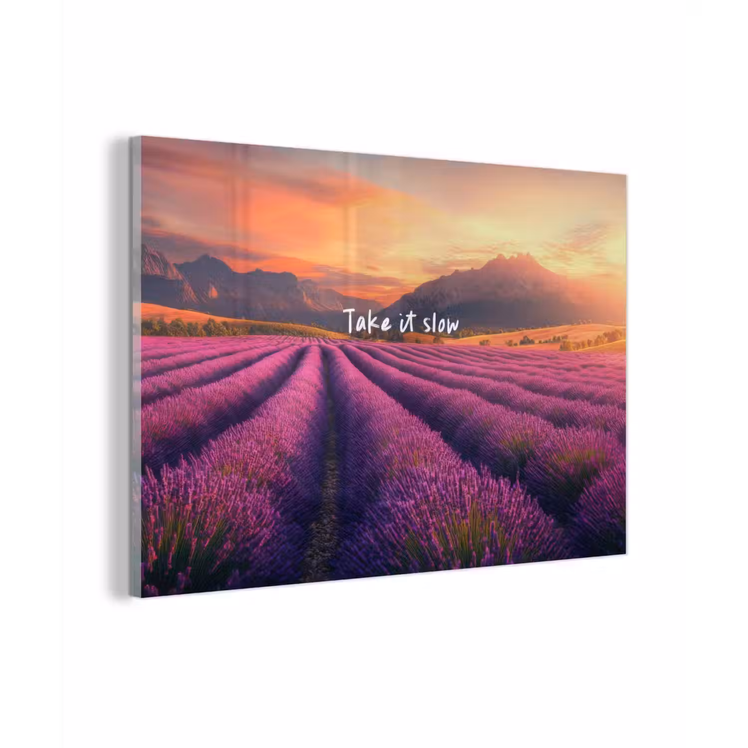 Lavendelveld - Quote - Zonsondergang plexiglas 5mm klein -zzzproduct_nieuw