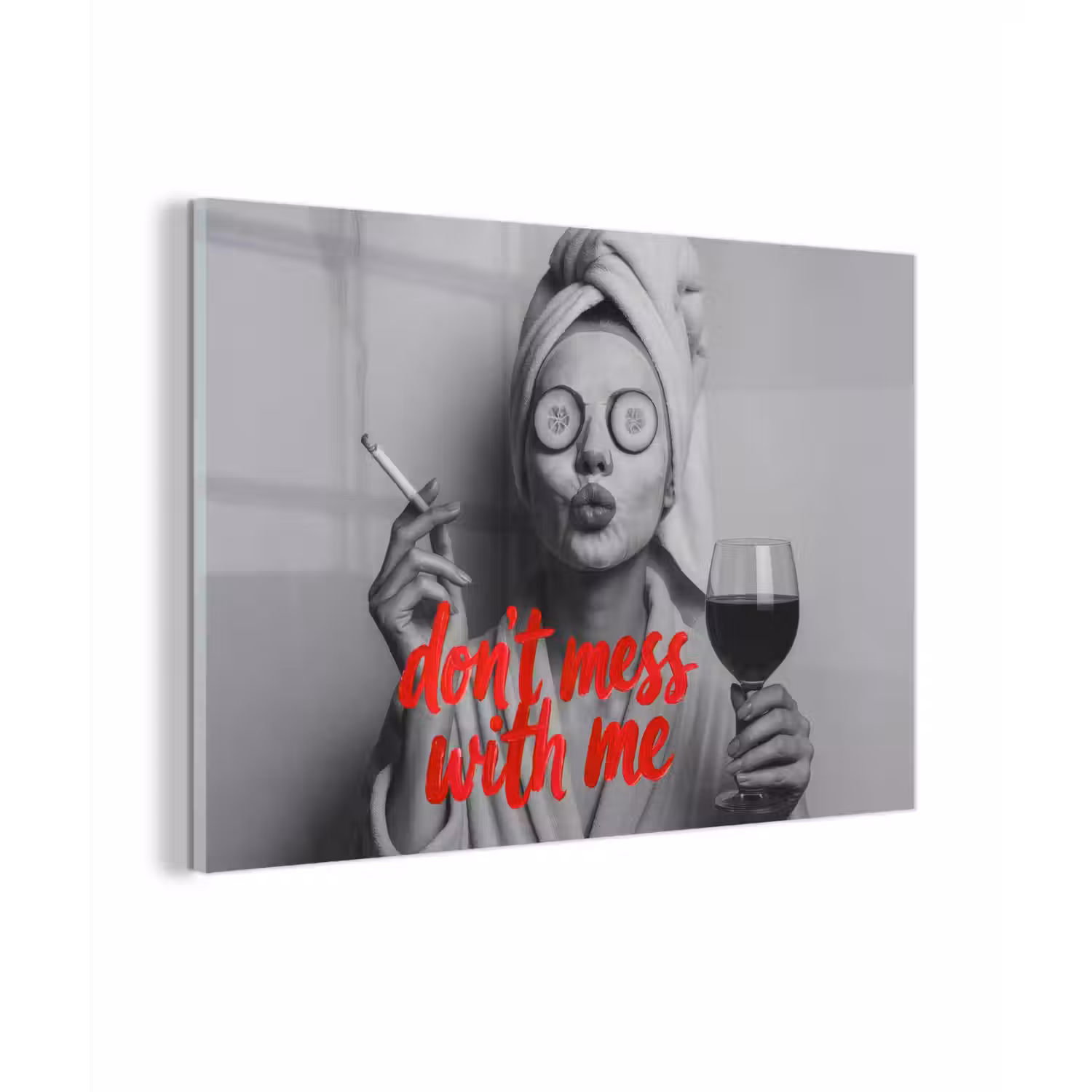 Don't mess with me - Wijn - Vrouw - Sigaret plexiglas 5mm klein -zzzproduct_nieuw