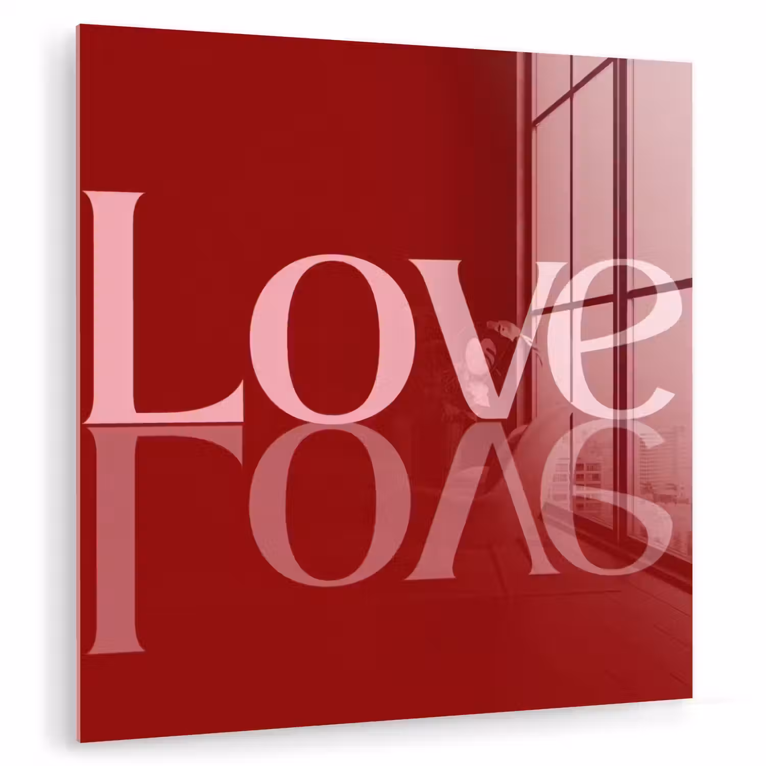 Love - Spiegeling - Rood plexiglas 5mm klein -zzzproduct_nieuw