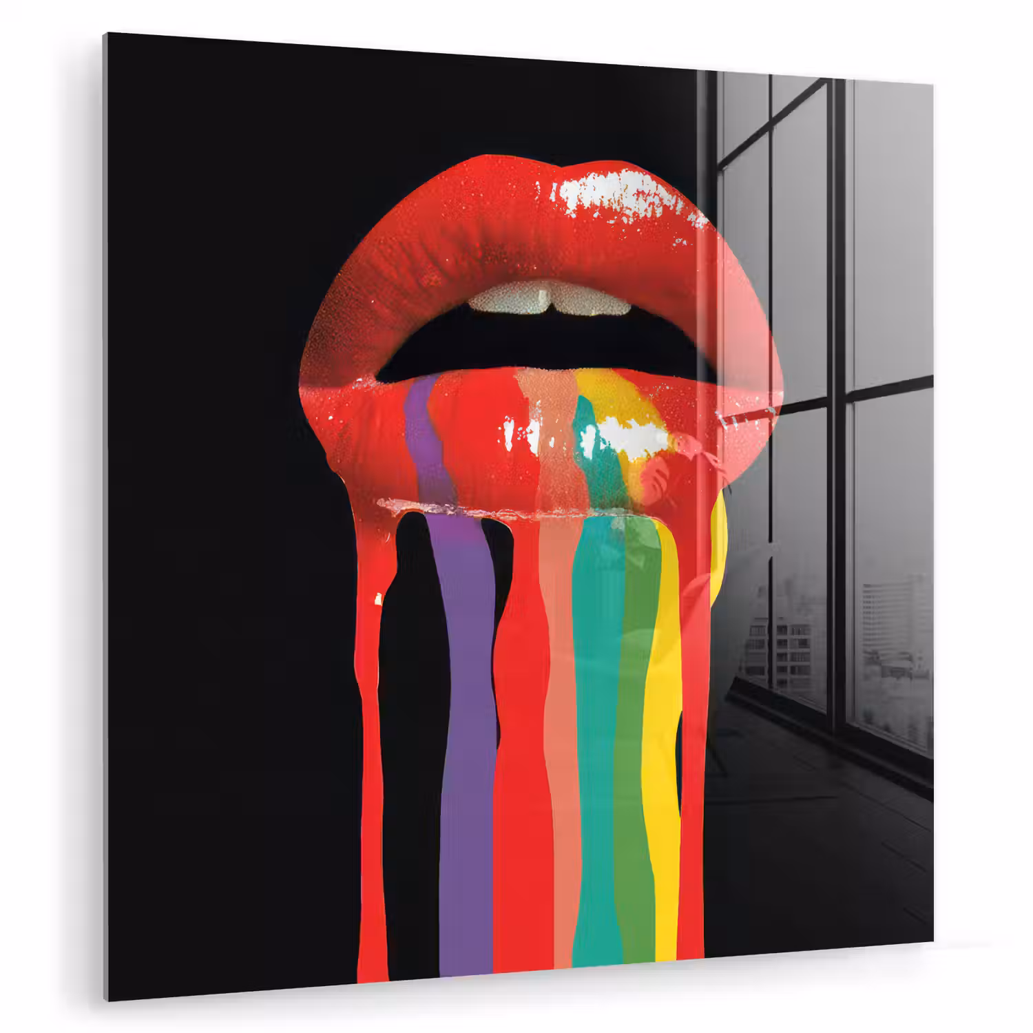 Lippen - Kleuren - Zwart plexiglas 5mm klein -zzzproduct_nieuw