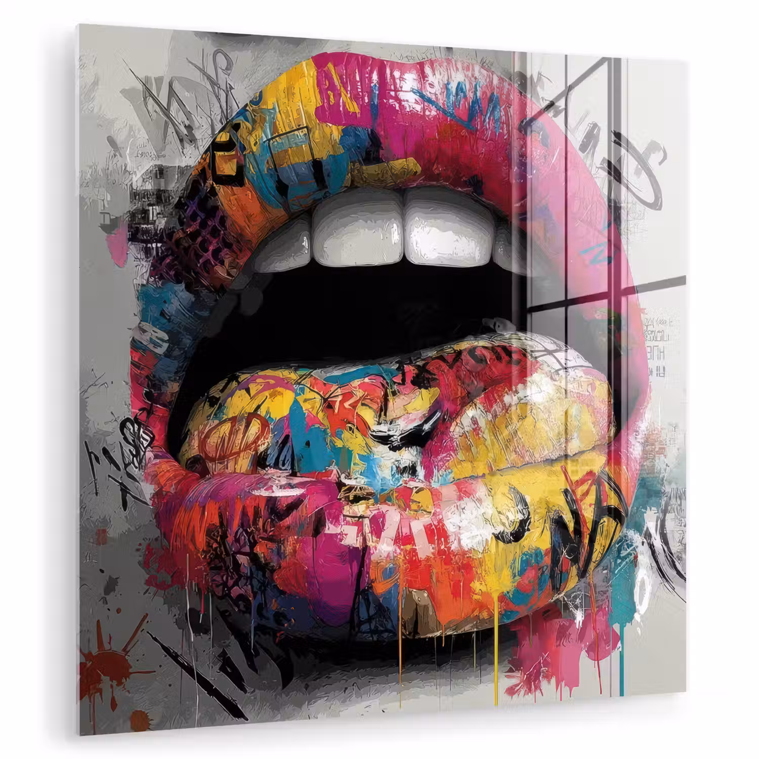 Lippen - Graffiti - Expressief plexiglas 5mm klein -zzzproduct_nieuw