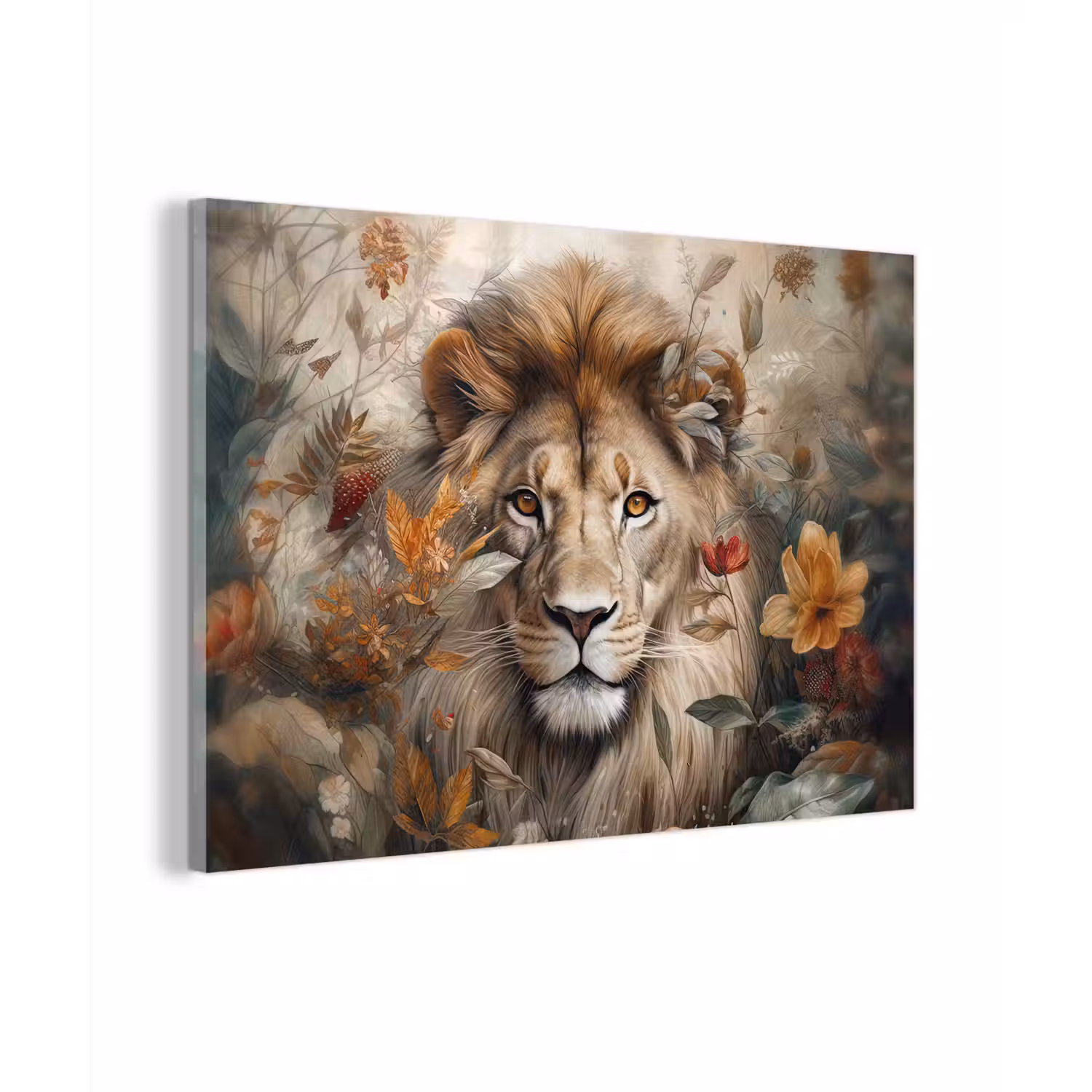 Leeuw - Wilde dieren - Planten - Natuur - Bloemen plexiglas 5mm klein -zzzproduct_nieuw