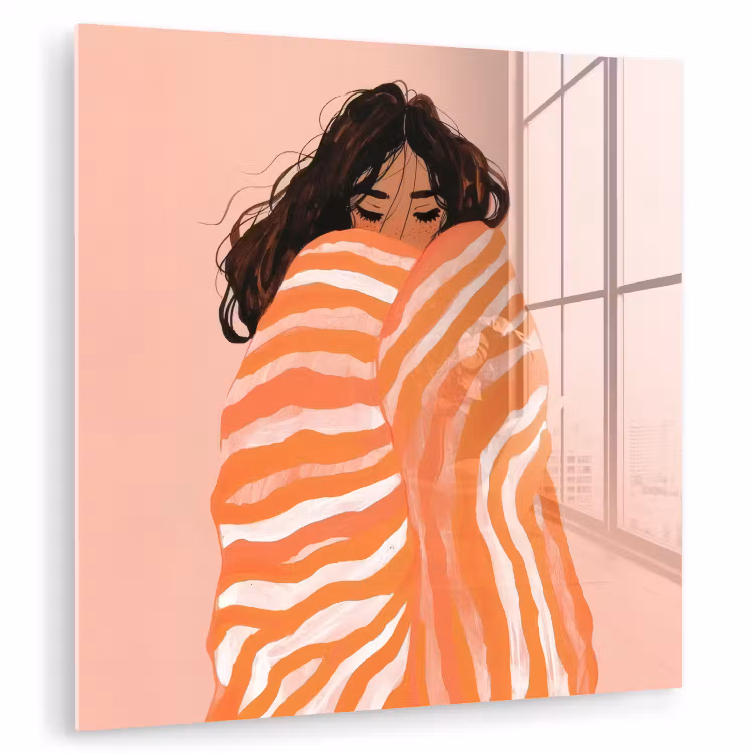 Meisje - Deken - Gestreept - Oranje plexiglas 5mm klein -zzzproduct_nieuw