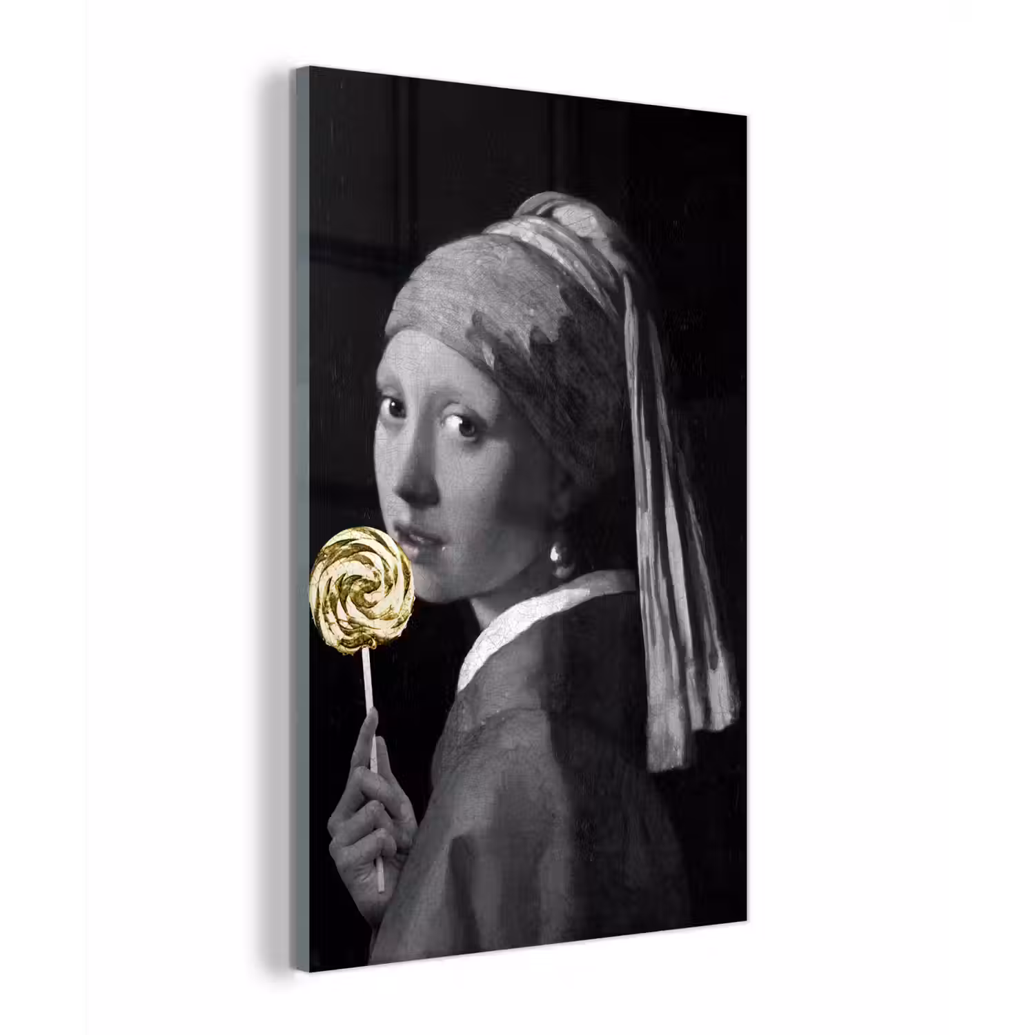 Meisje met de parel - Johannes Vermeer - Lolly - Goud plexiglas 5mm klein -z3d