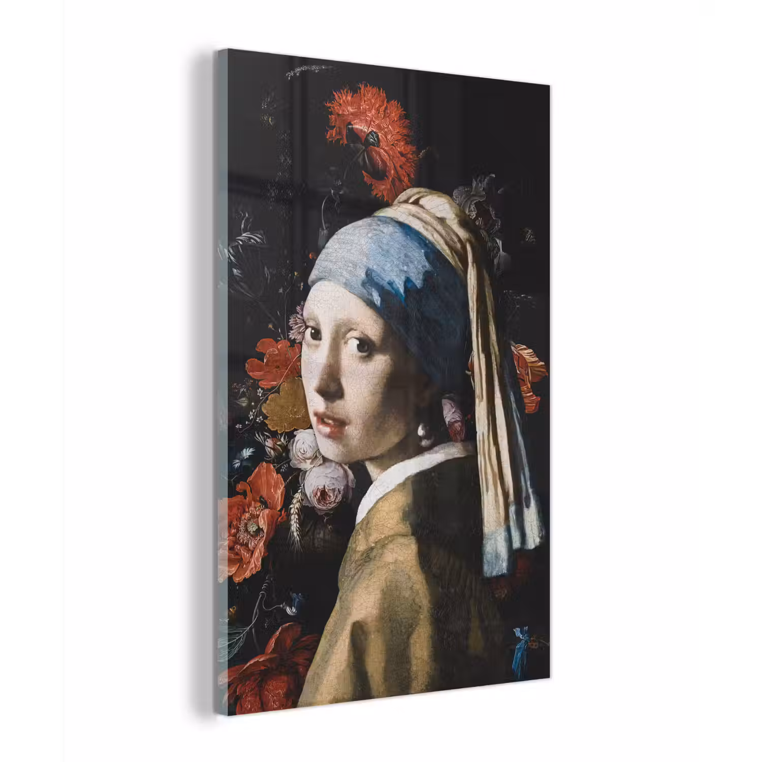 Meisje met de parel - Johannes Vermeer - Bloemen - Rood plexiglas 5mm klein -z3d
