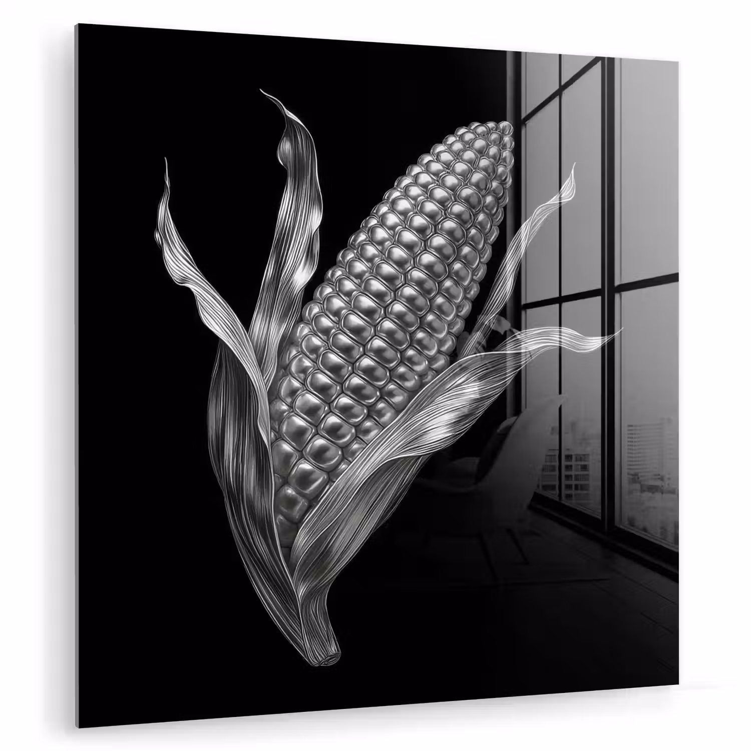 Maïskolf - Glanzend metaal - Elegant plexiglas 5mm klein -zzzproduct_nieuw