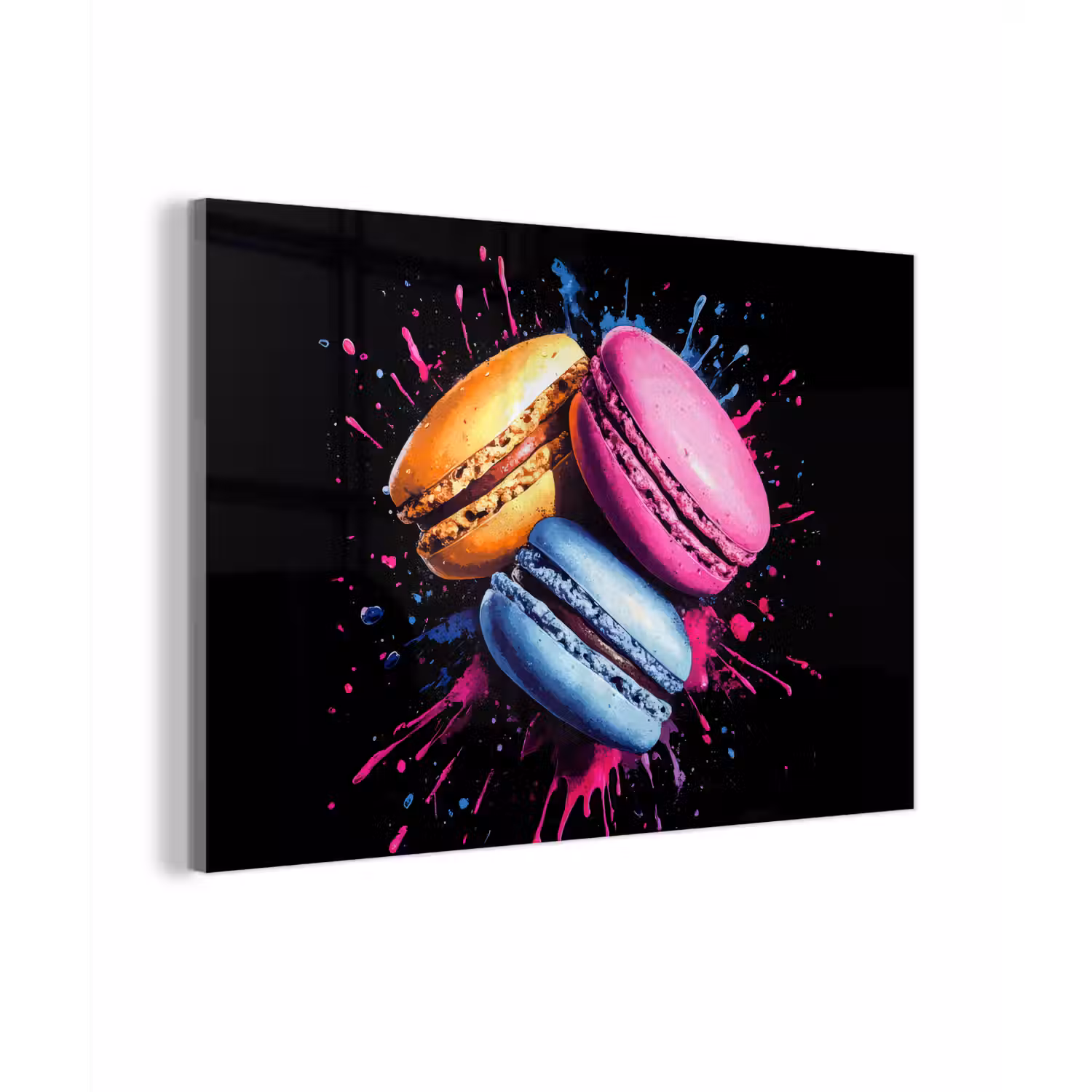Macarons - Dessert - Graffiti - Kleurrijk - Roze - Blauw - Geel plexiglas 5mm klein -zzzproduct_nieuw