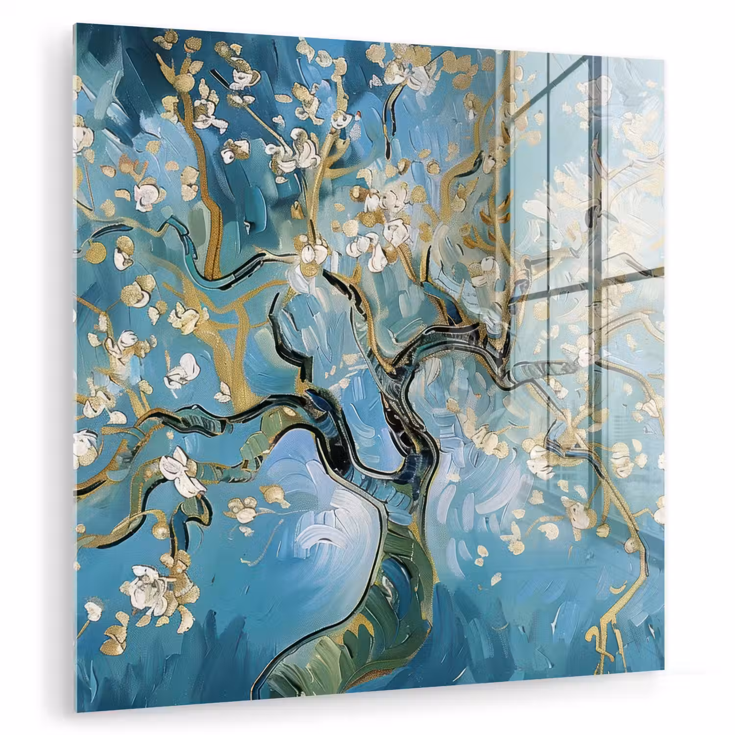 Amandelbloesem boom - Blauw - Abstract plexiglas 5mm klein -zzzproduct_nieuw