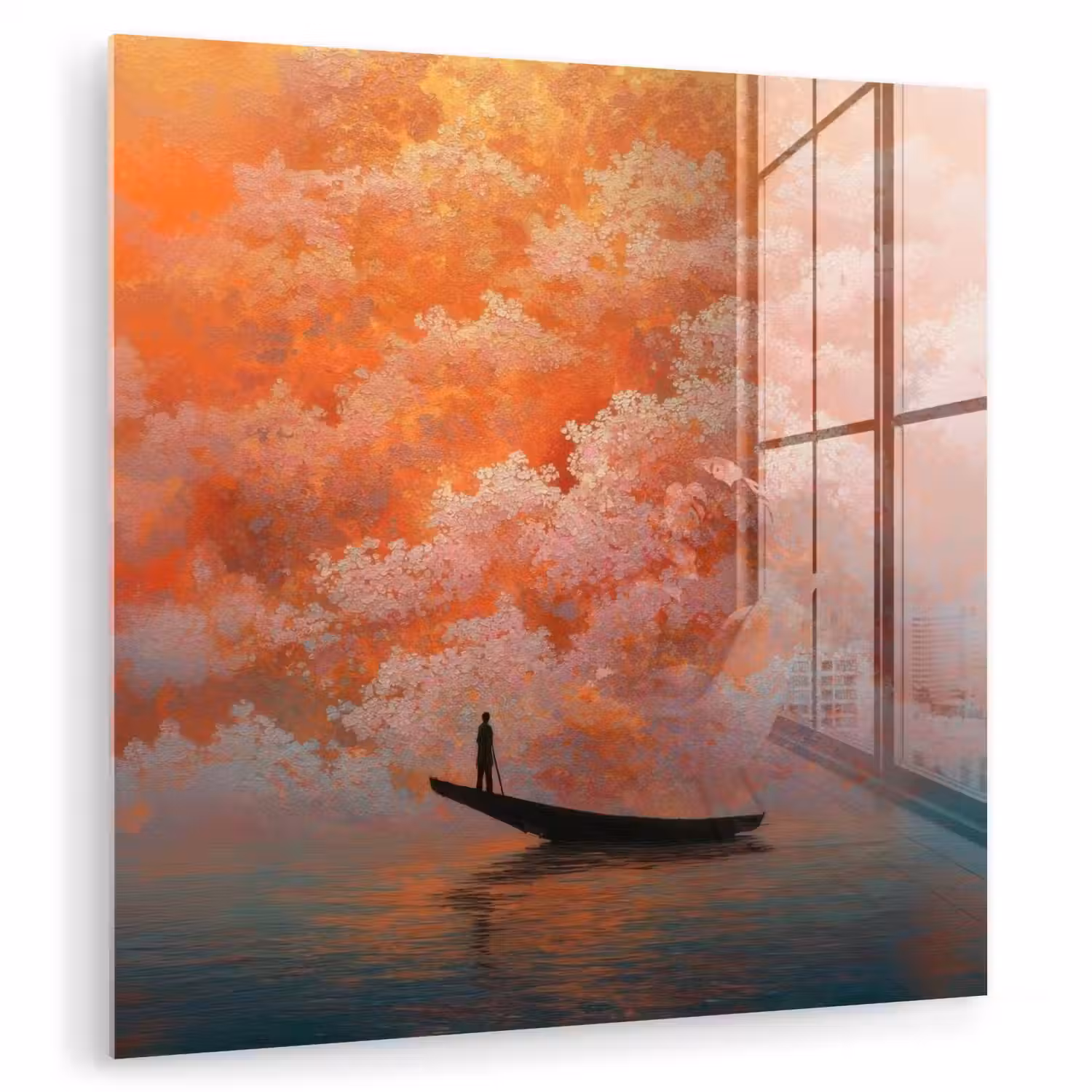 Zee - Boot - Wolken - Oranje plexiglas 5mm klein -zzzproduct_nieuw