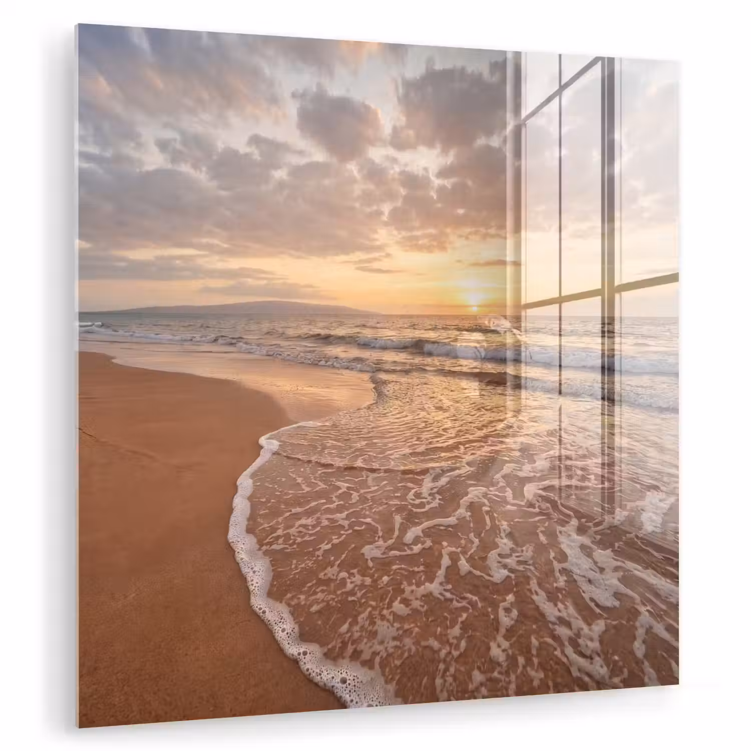 Zee - Kustlijn - Wolken - Landschap - Oranje plexiglas 5mm klein -zzzproduct_nieuw