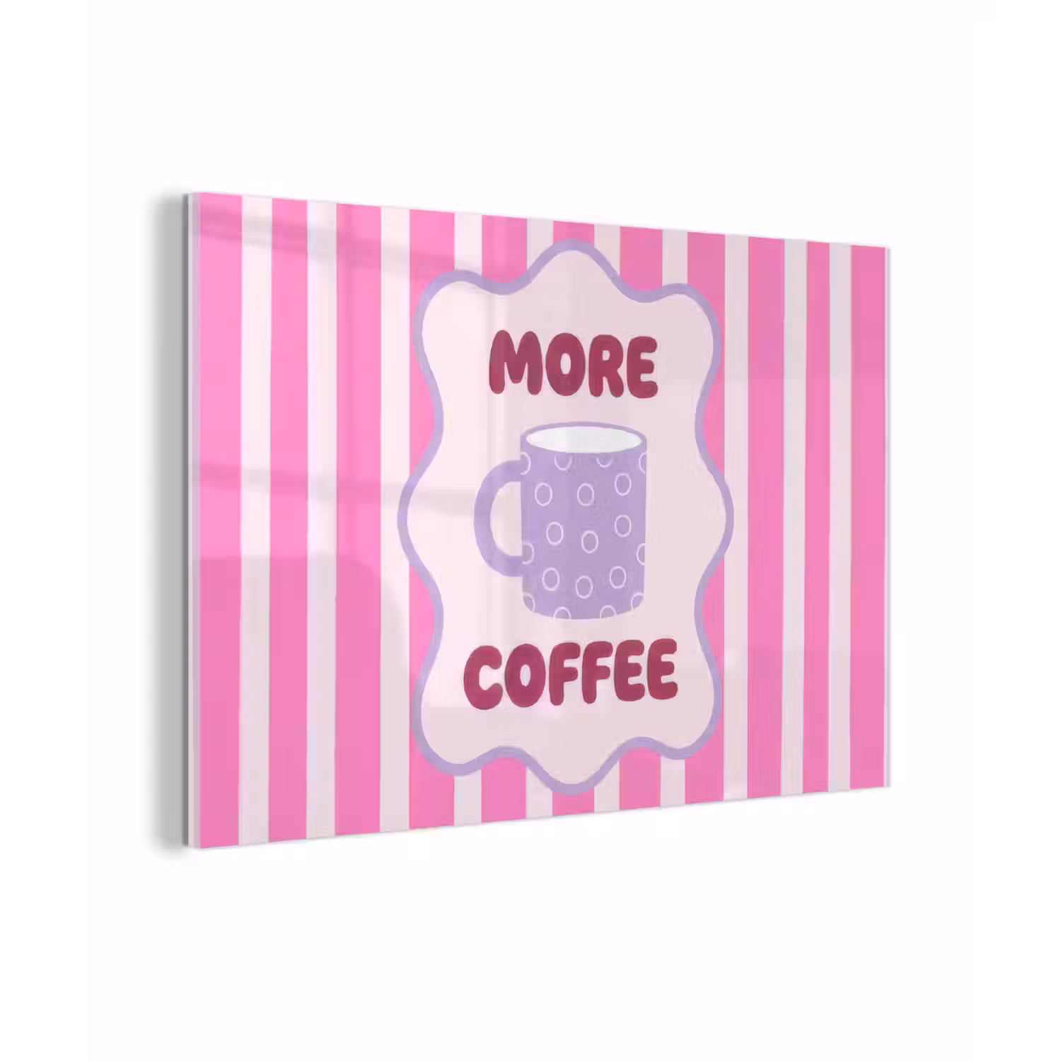 More coffee - Roze - Paars - Strepen - Mok plexiglas 5mm klein -zzzproduct_nieuw