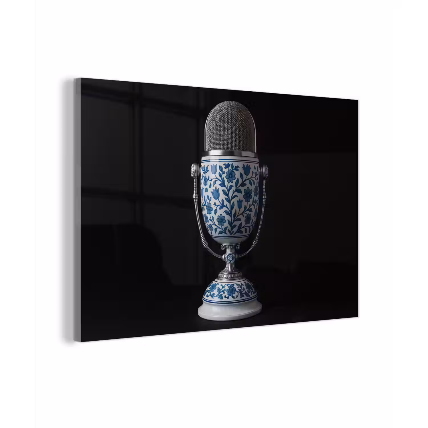 Microfoon - Delfts blauw - Muziek plexiglas 5mm klein -zzzproduct_nieuw